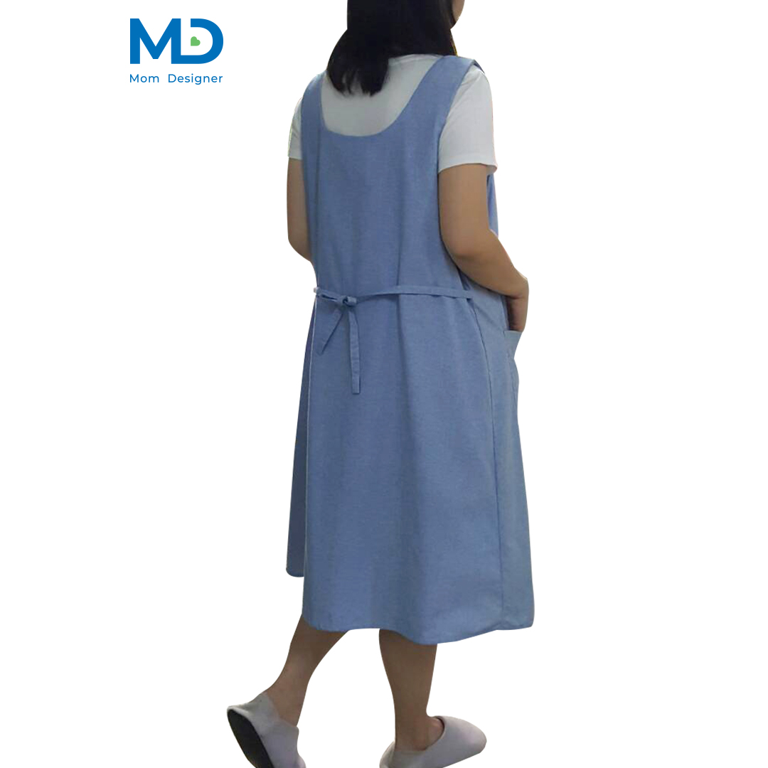 009GR ชุดคลุมท้องเอี๊ยมคอกลม สีเทา