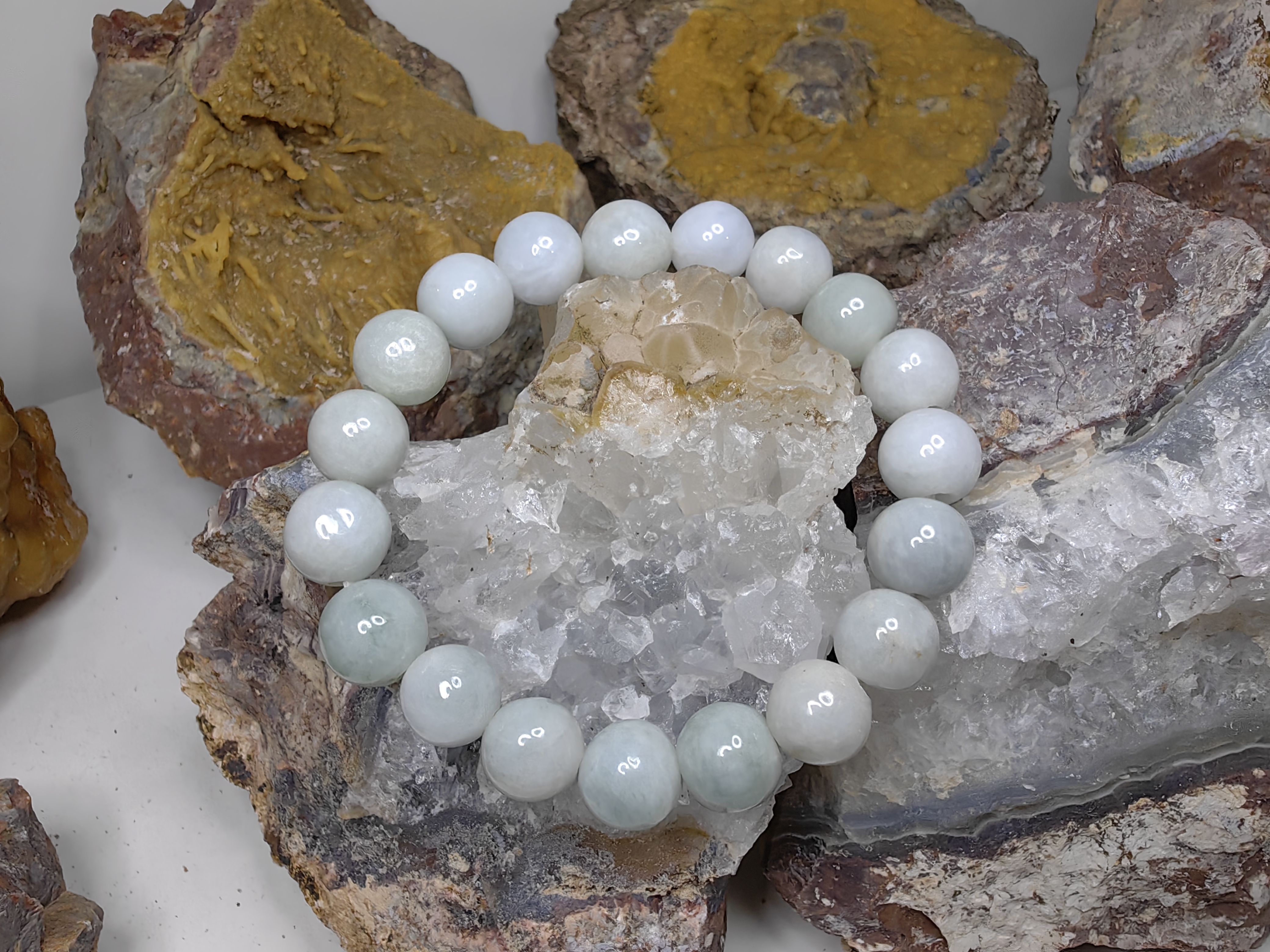 Burmese Jadeite Bracelets Round 10mm. กำไลข้อมือหยกพม่า กลม 10 mm. Free Size