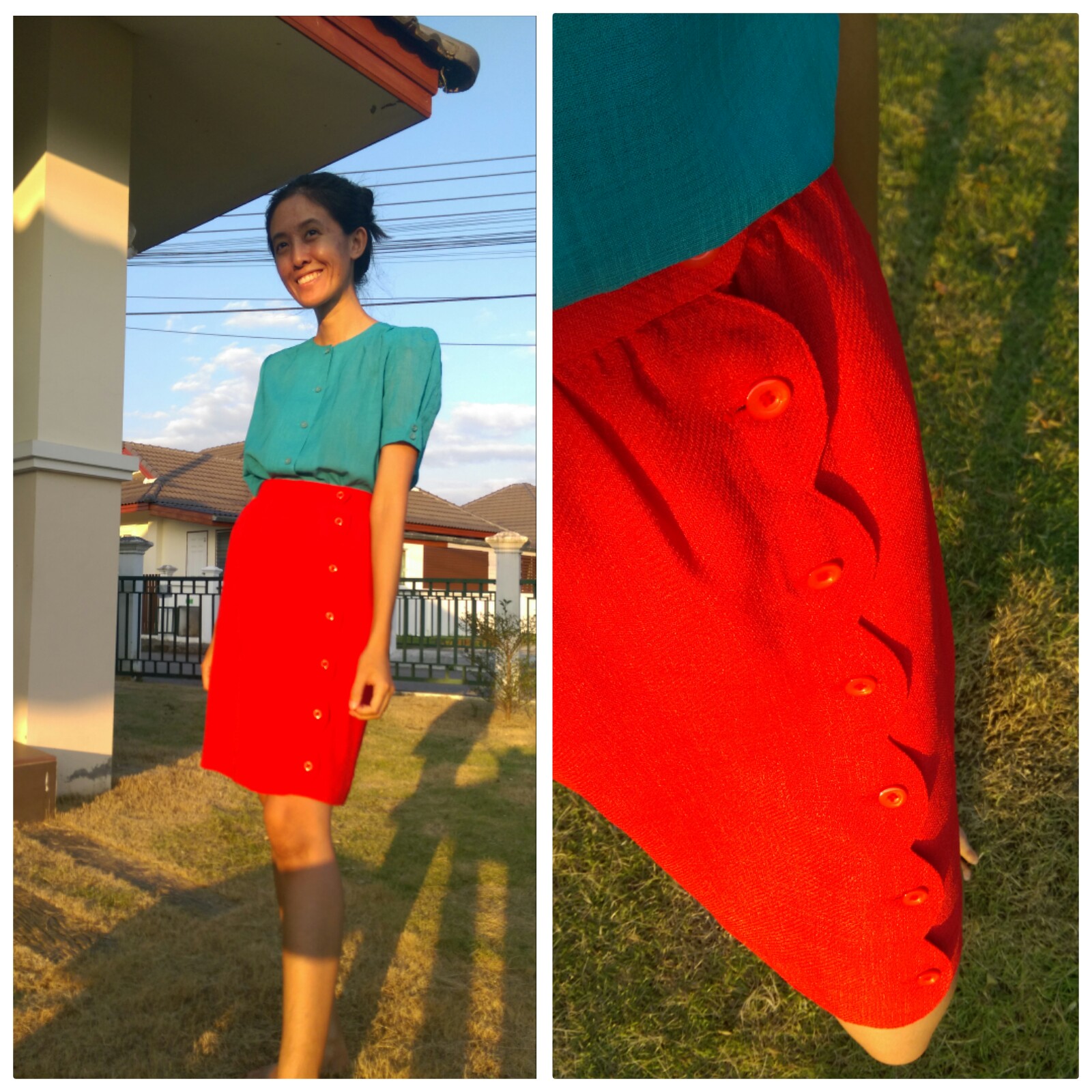 กระโปรงวินเทจสีแสด