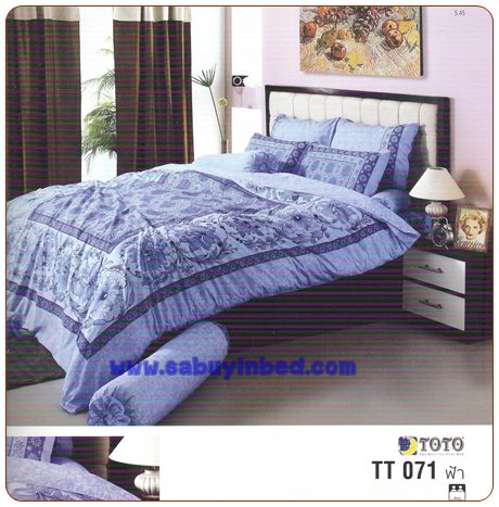 ชุดเครื่องนอน ผ้าปูที่นอนโตโต้ ลายเดิม แต่ขายดีมาก TT071 ฟ้า