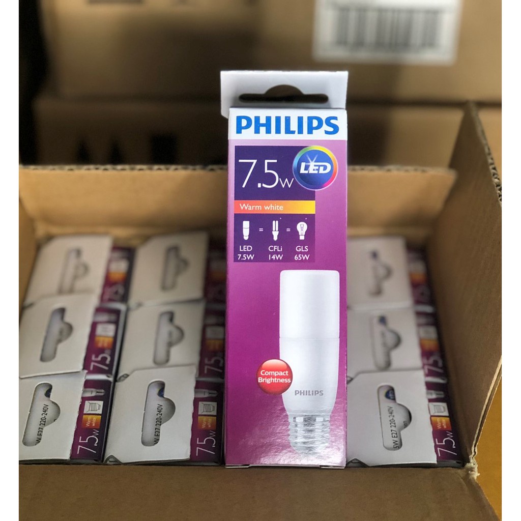 Philips หลอดไฟ ฟิลิปส์ LED Stick 7.5W ทรงแท่ง E27 Daylight warmwhite เลือกแสงขาวหรือส้ม