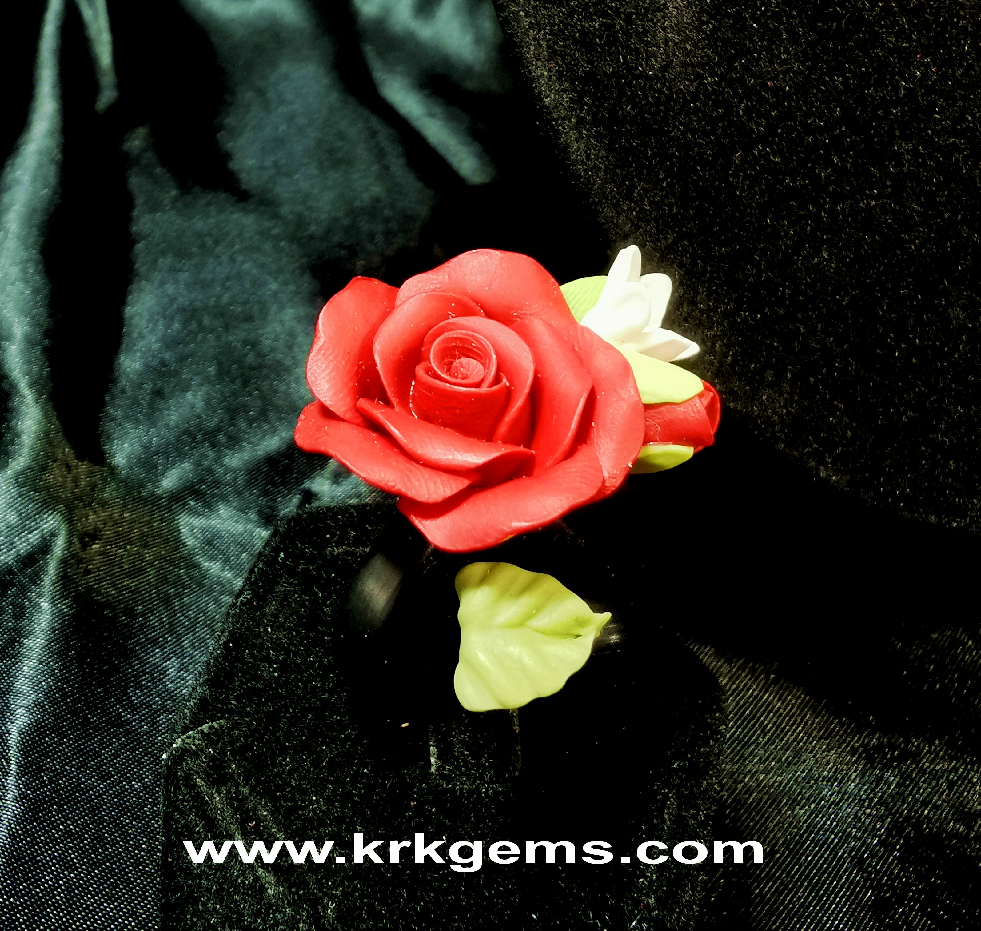RED ROSE HANDMADE CLAY RING