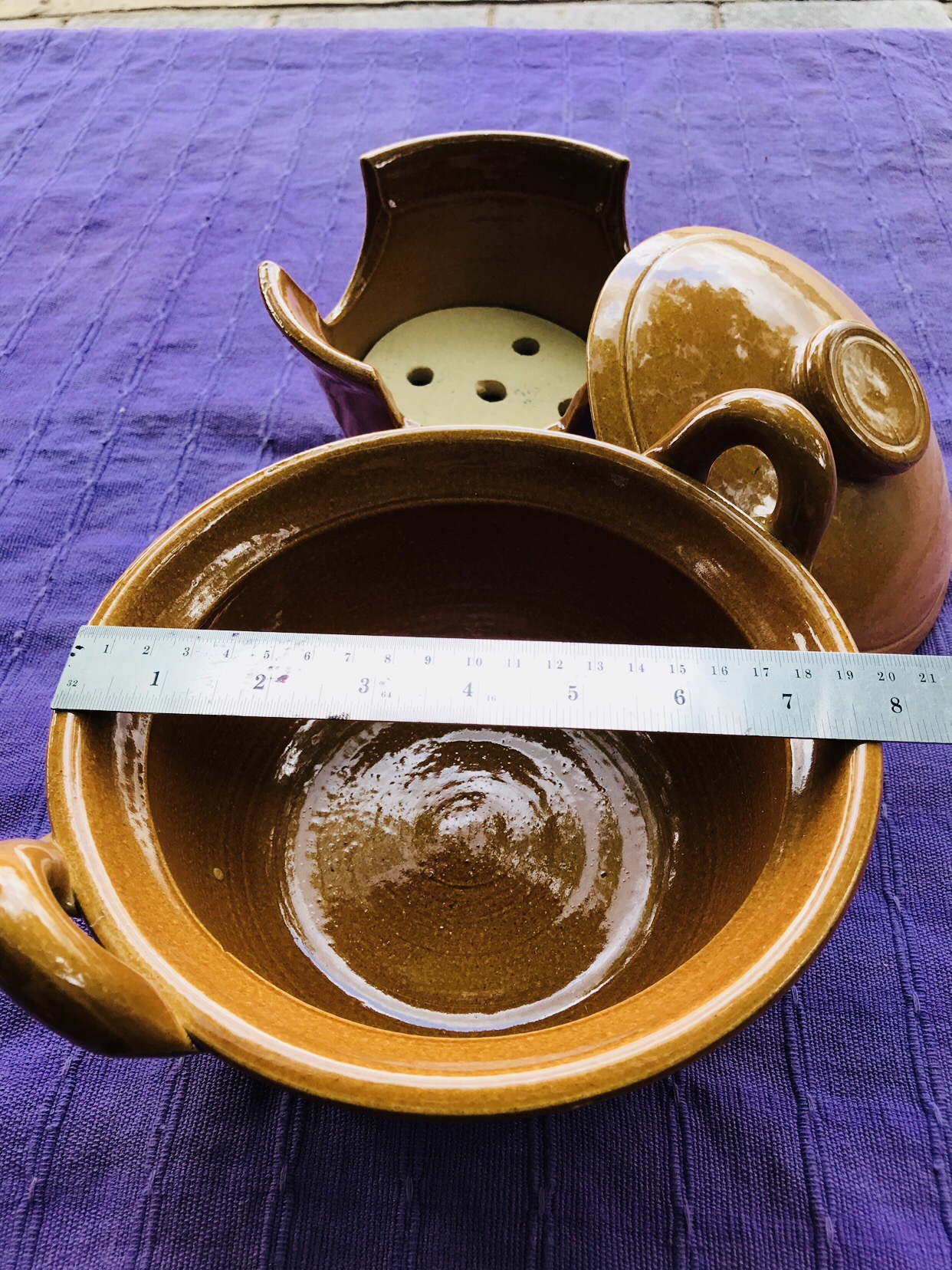 หม้อเคลือบสองหู8"+เตา