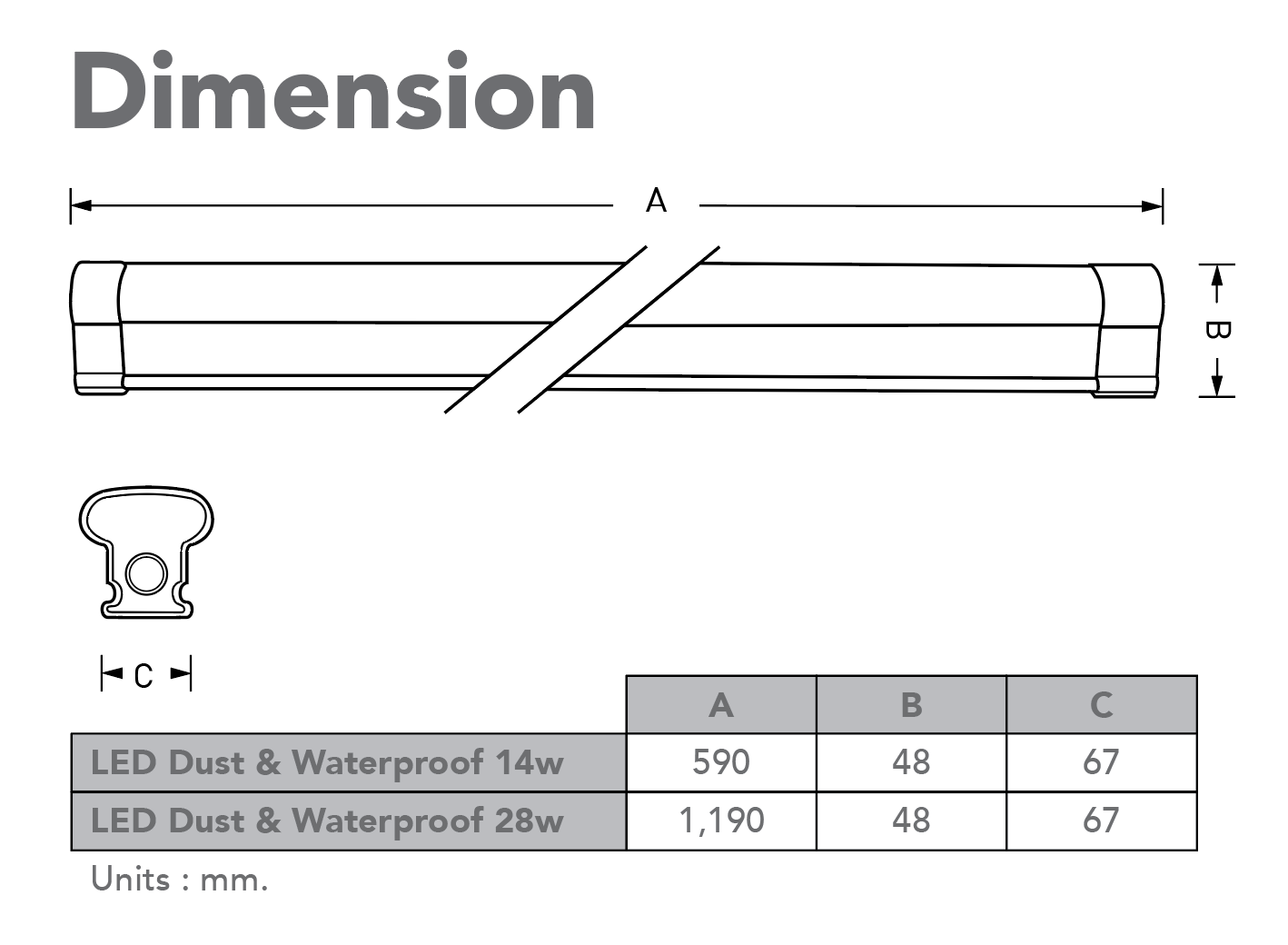 EVE โคมกันน้ำกันฝุ่น LED VAPOR 14W 28W พร้อมหลอดไฟ โคมแอลอีดี น้ำหนักเบา lampwater LED Dust & Waterproof