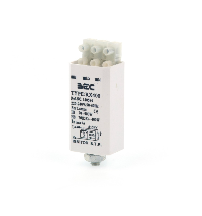 BEC อิกนิเตอร์ สำหรับหลอดก๊าสความดันสูง รุ่น RX400 BEC อิกนิกเตอร์ 70-400W RX400 Ignitor อิกนิเตอร์ เมทัลฮาไลท์ โซเดียม