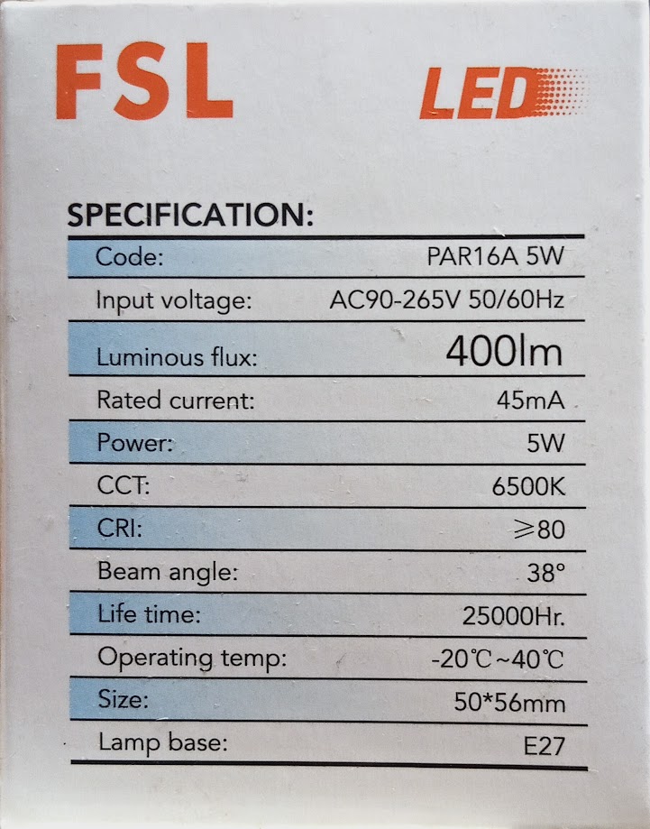 FSL หลอดฮาโลเจนแอลอีดี LED ขั้วE27 หลอดส่องเพชร หลอดแสงพุ่ง ขั้วเกลียว ทรงถ้วย แบบเกลียว เลือกแสงได้ Daylight หรือ Warmwhite