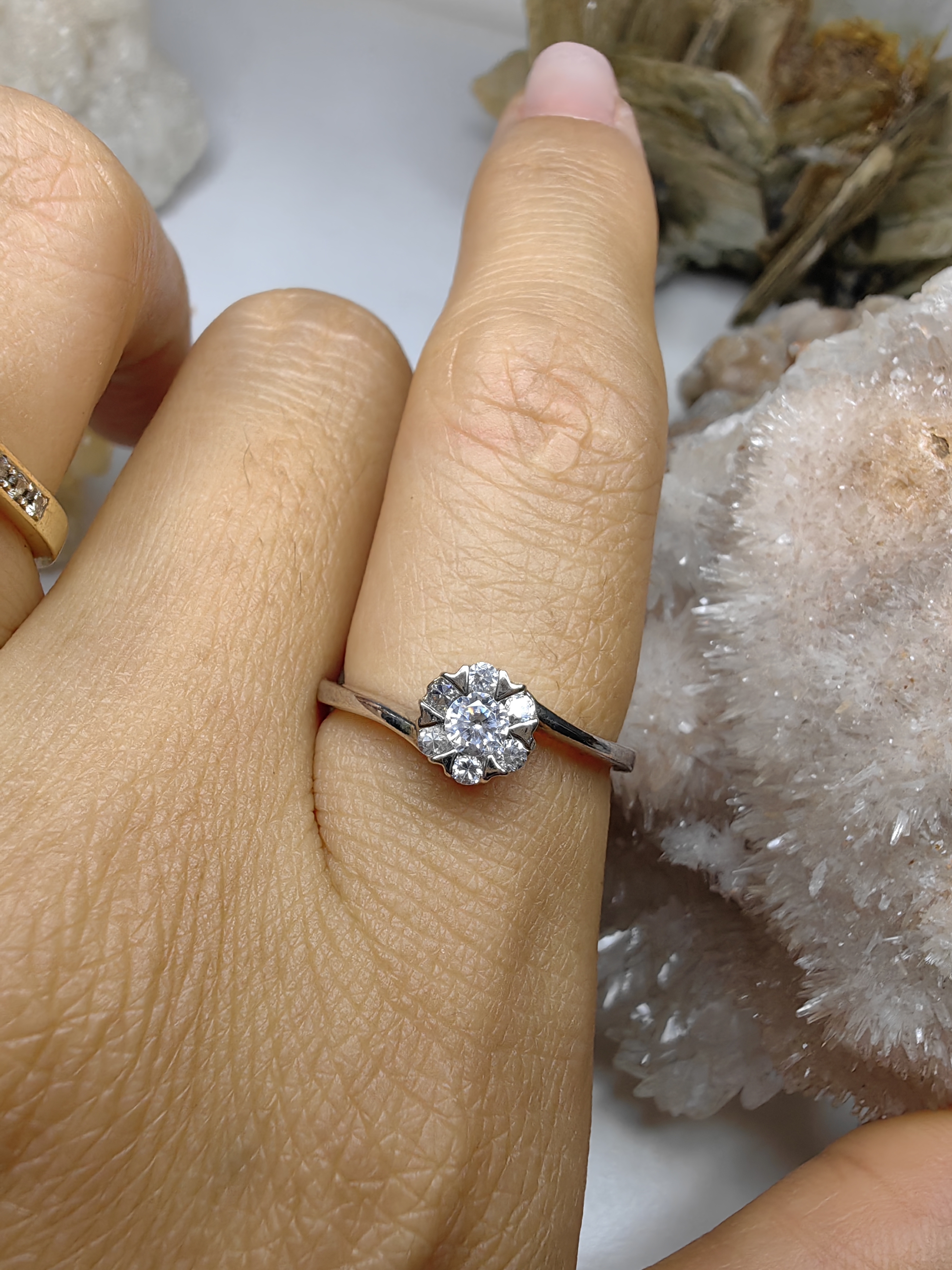 แหวนเพชร CZ เงินแท้ 92.5% Cubic Zirconia 925 Sterling Silver Ring Size 54