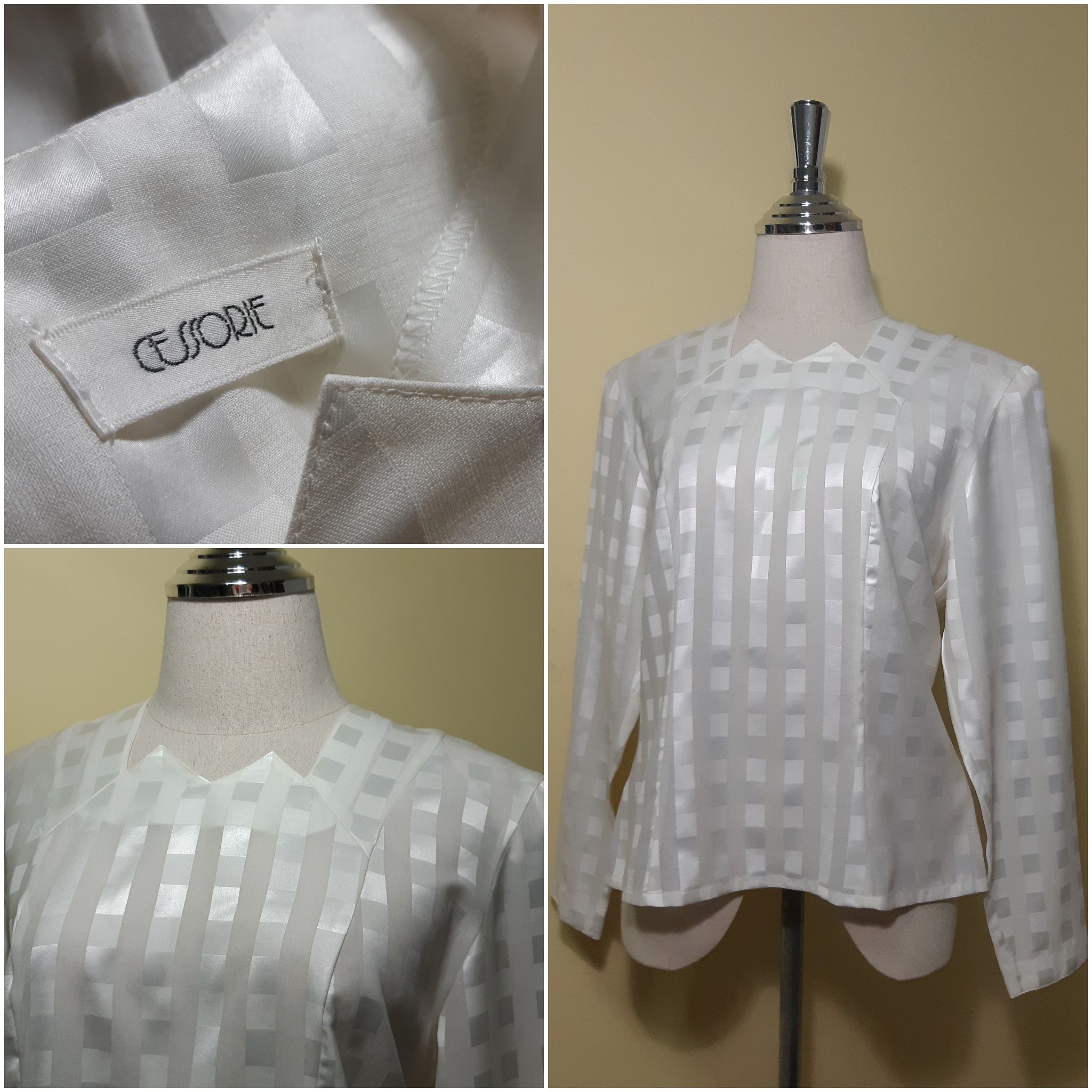 เสื้อขาววินเทจแขนยาว