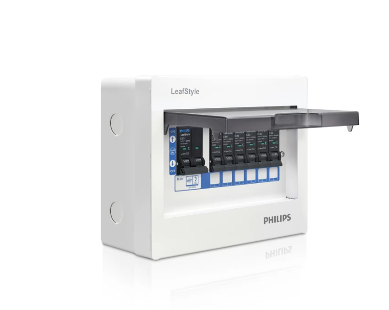 PHILIPS ตู้คอนซูมเมอร์ยูนิต 6 ช่อง LEAFSTYLE PHILIPS วัสดุเป็นเหล็ก พร้อมเบรกเกอร์ และเบรกเกอร์ลูกย่อย 6ลูก เลือกampได้