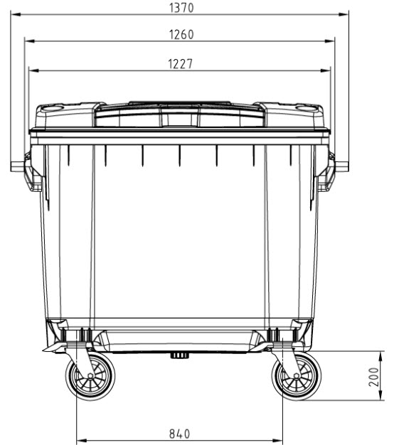 ถังขยะเทศบาล พร้อมล้อเข็น 660 ลิตรฝาเรียบ (สีเขียว)