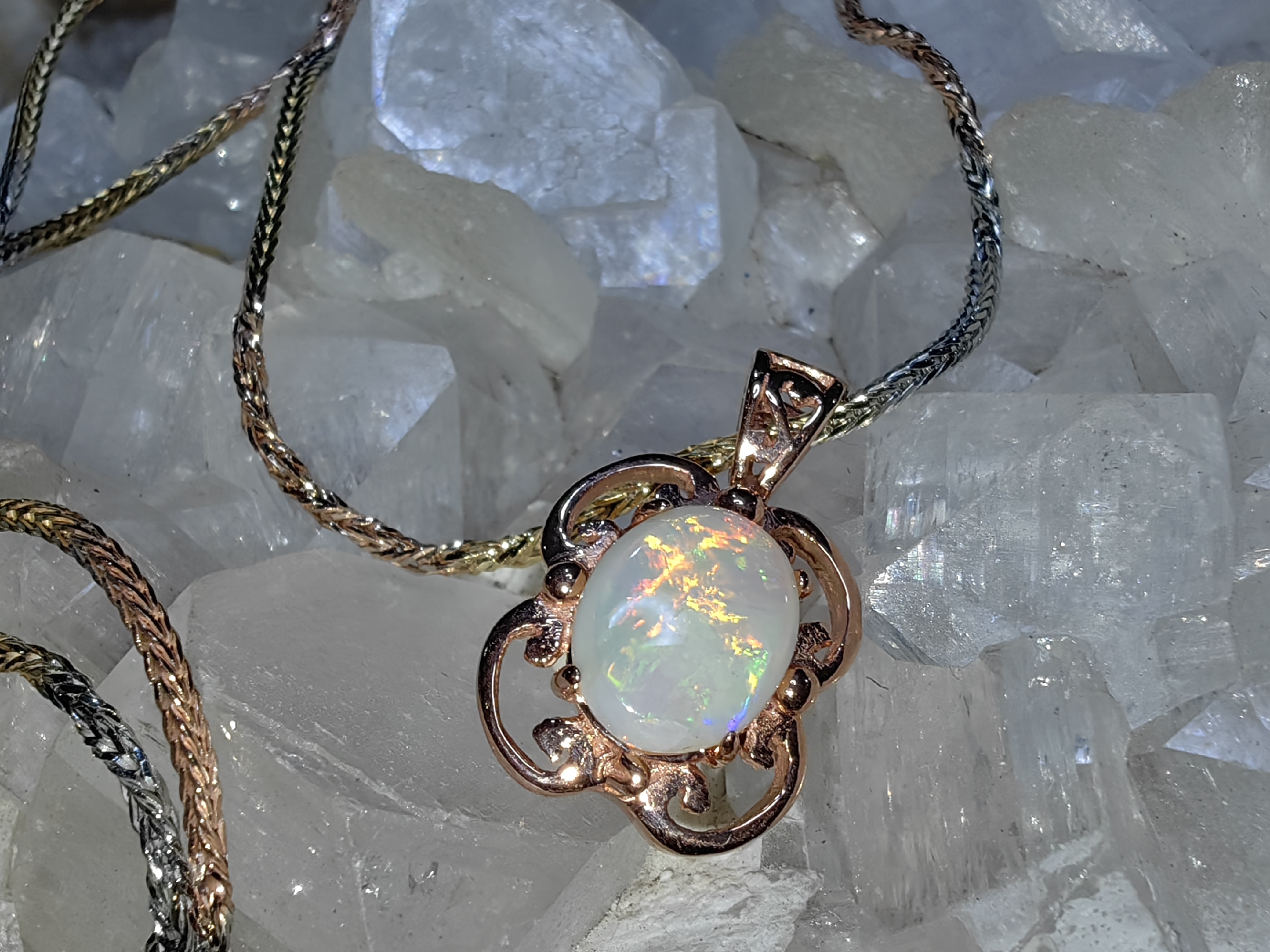 Australian Opal Pendent 925 Sterling Silver จี้โอปอ ออสเตรเลีย เงินแท้ 925