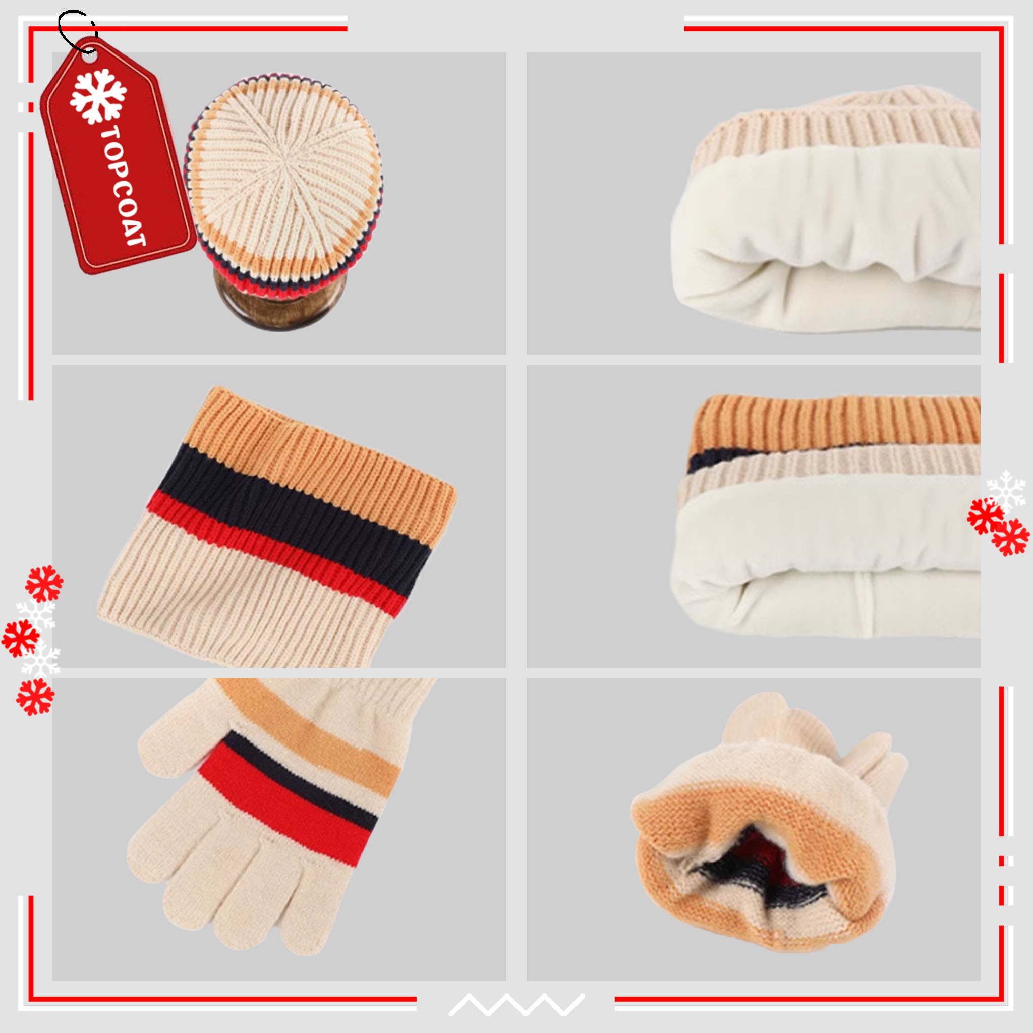 เซ็ทถุงมือ หมวกและผ้าพันคอแบบสวมสำหรับเด็ก