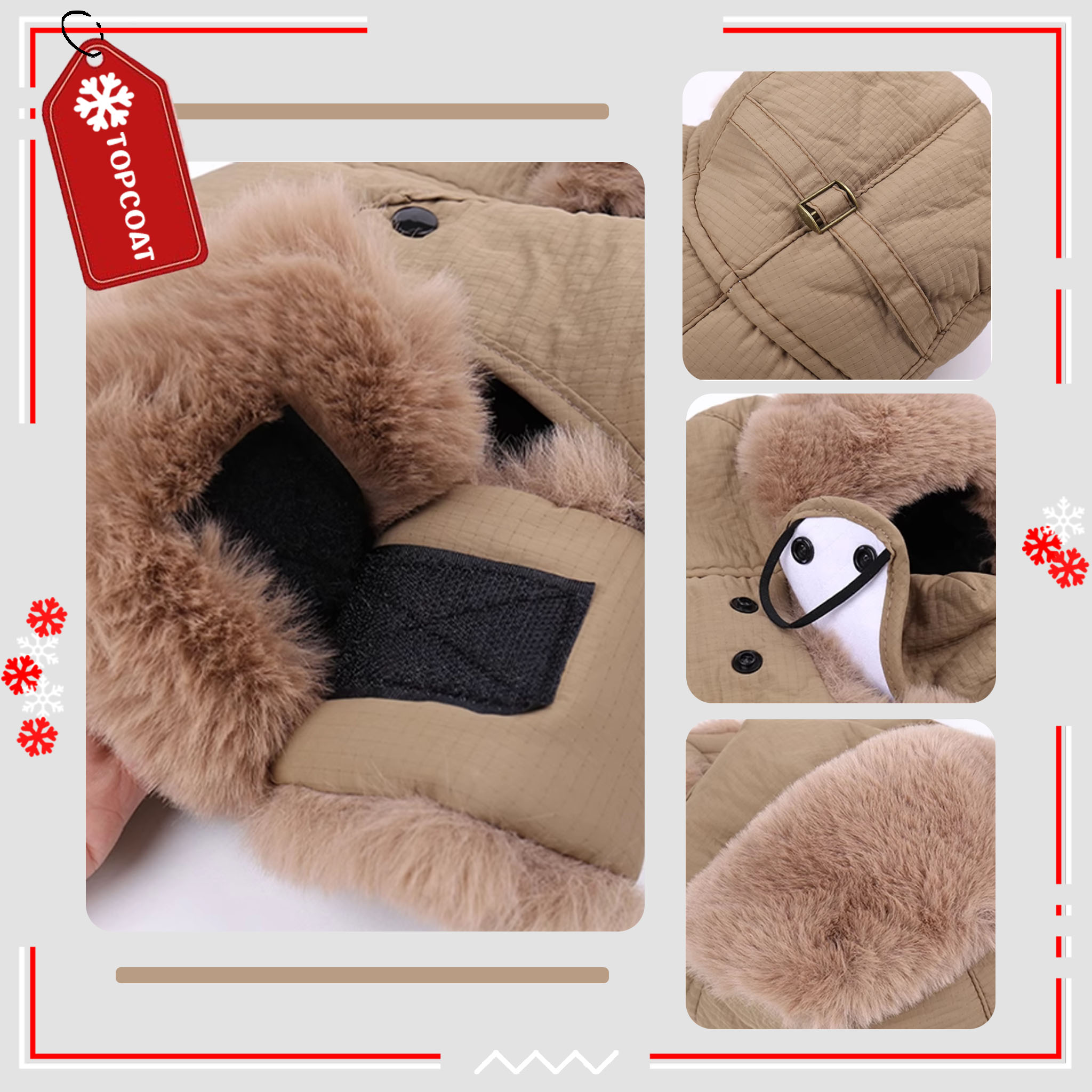 หมวกบอมเบอร์แบบมีเเมส บุขนหนานุ่ม กักเก็บความร้อนได้ดี ใส่เล่นสกีได้ อุณหภูมิ 0 ถึง -20 องศา