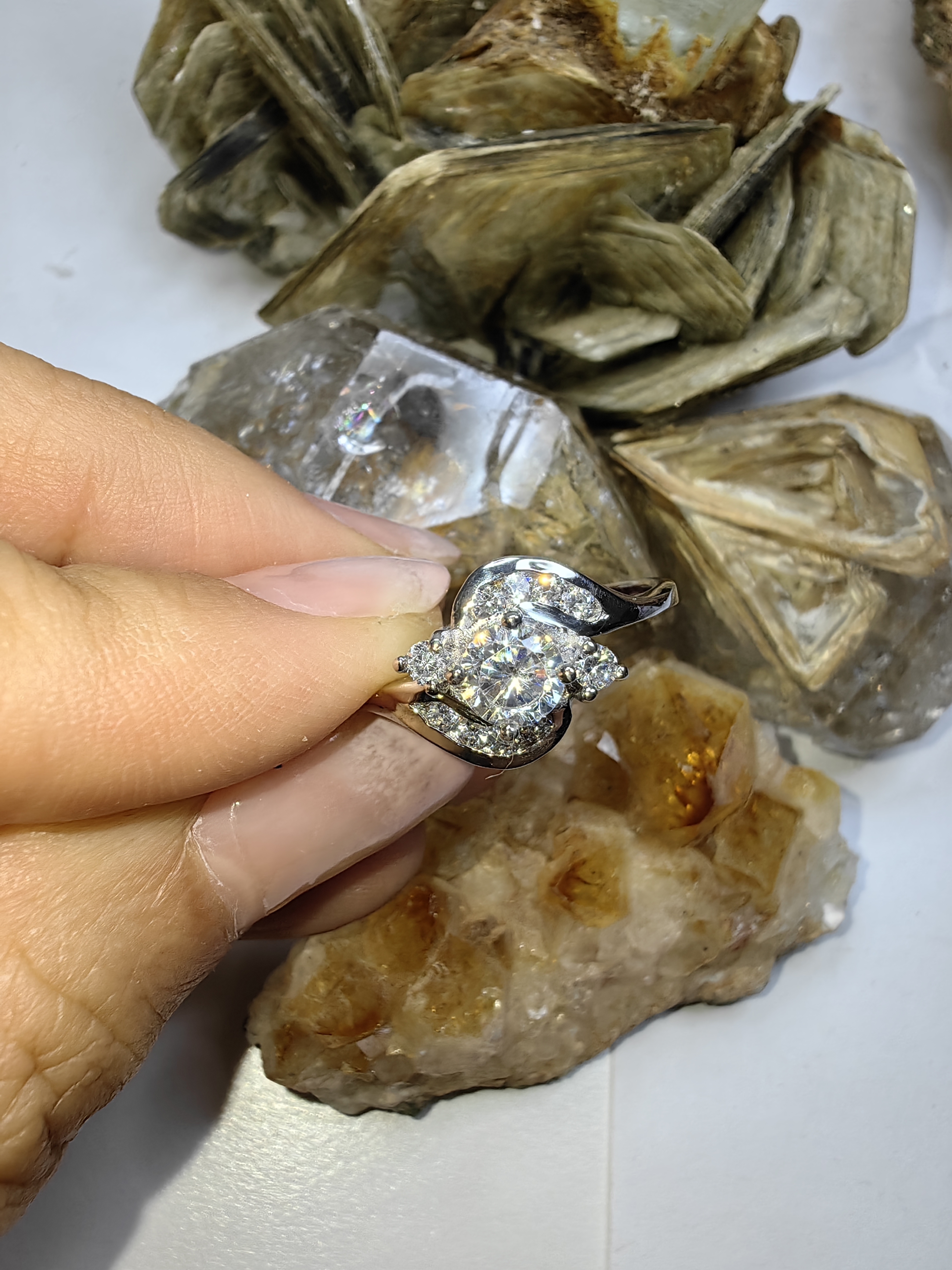 แหวนเพชร CZ เงินแท้ 92.5% Cubic Zirconia 925 Sterling Silver Ring Size 60