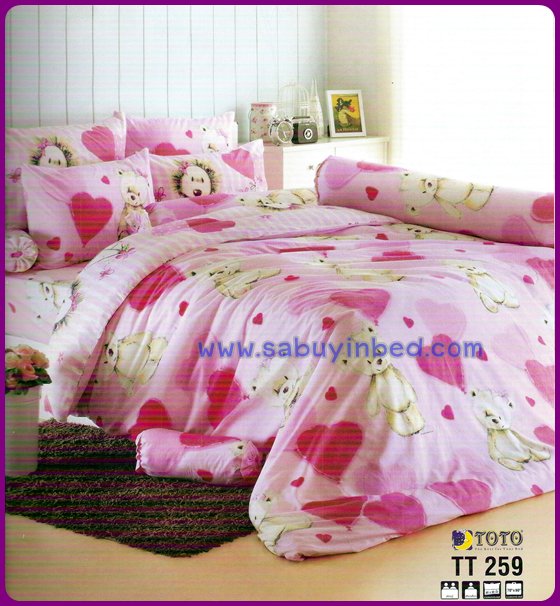 ชุดเครื่องนอน ผ้าปูที่นอนโตโต้ ลายการ์ตุน น่ารัก ชมพูอ่อน ๆ แต่สีสวย TT259