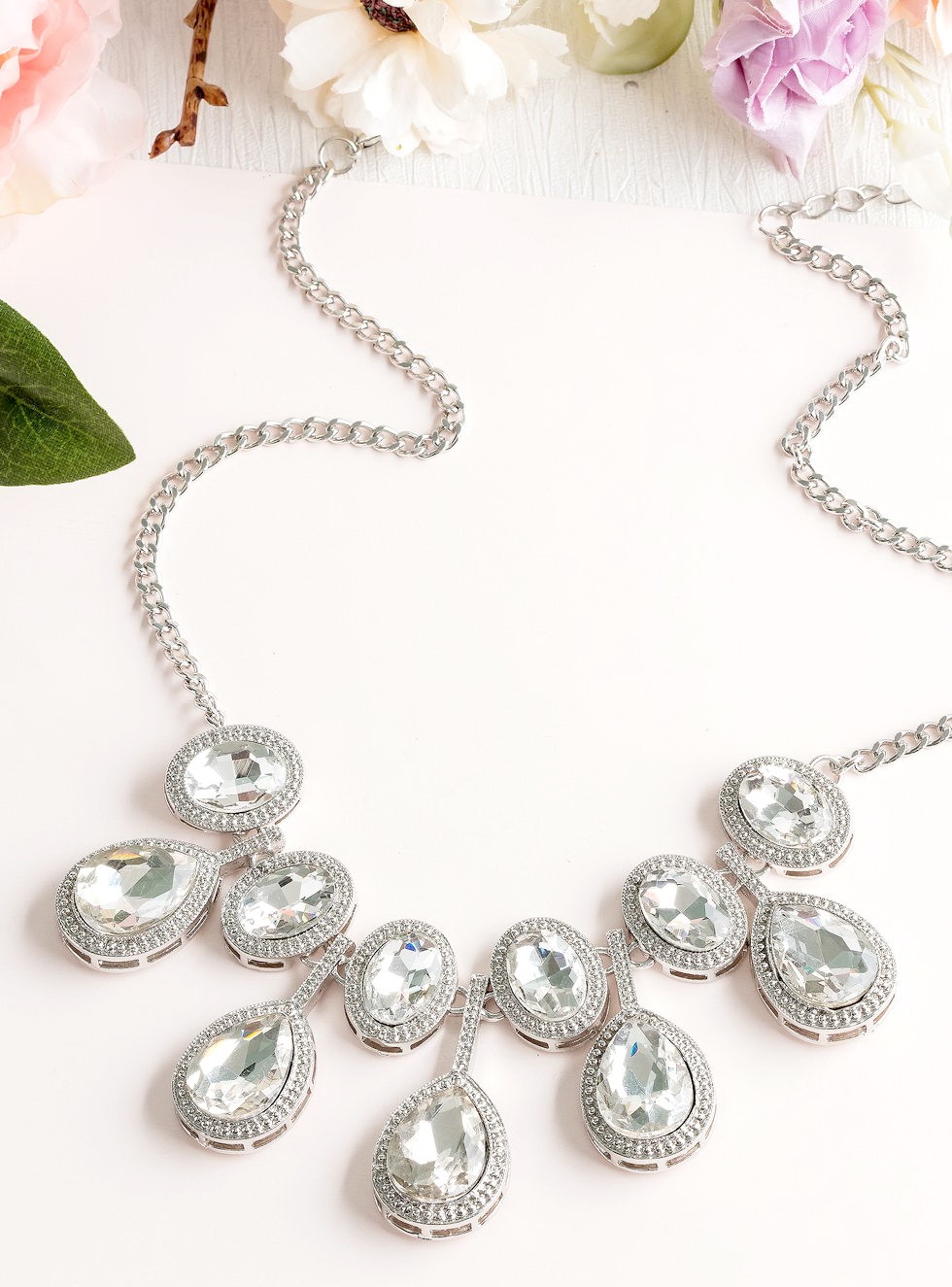DIAMOND JEWELRY 18K WHITE GOLD NECKLACE EARRING สร้อยคอ ต่างหู เพชร ทอง 18K Pre-order