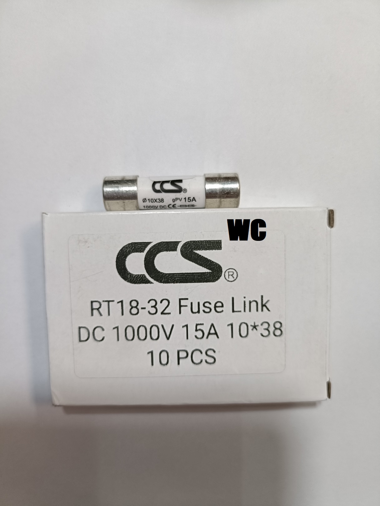 CCS ลูกฟิวส์ DC 1000V ฟิวส์กระบอก 10x38 mm 10-30 10A 16A, 20A, 25A, 30A สำหรับโซล่าเซลล์ DC Fuse Link Solar PV PU TUV ลูกฟิวส์ดีซีโซล่าเซลล์
