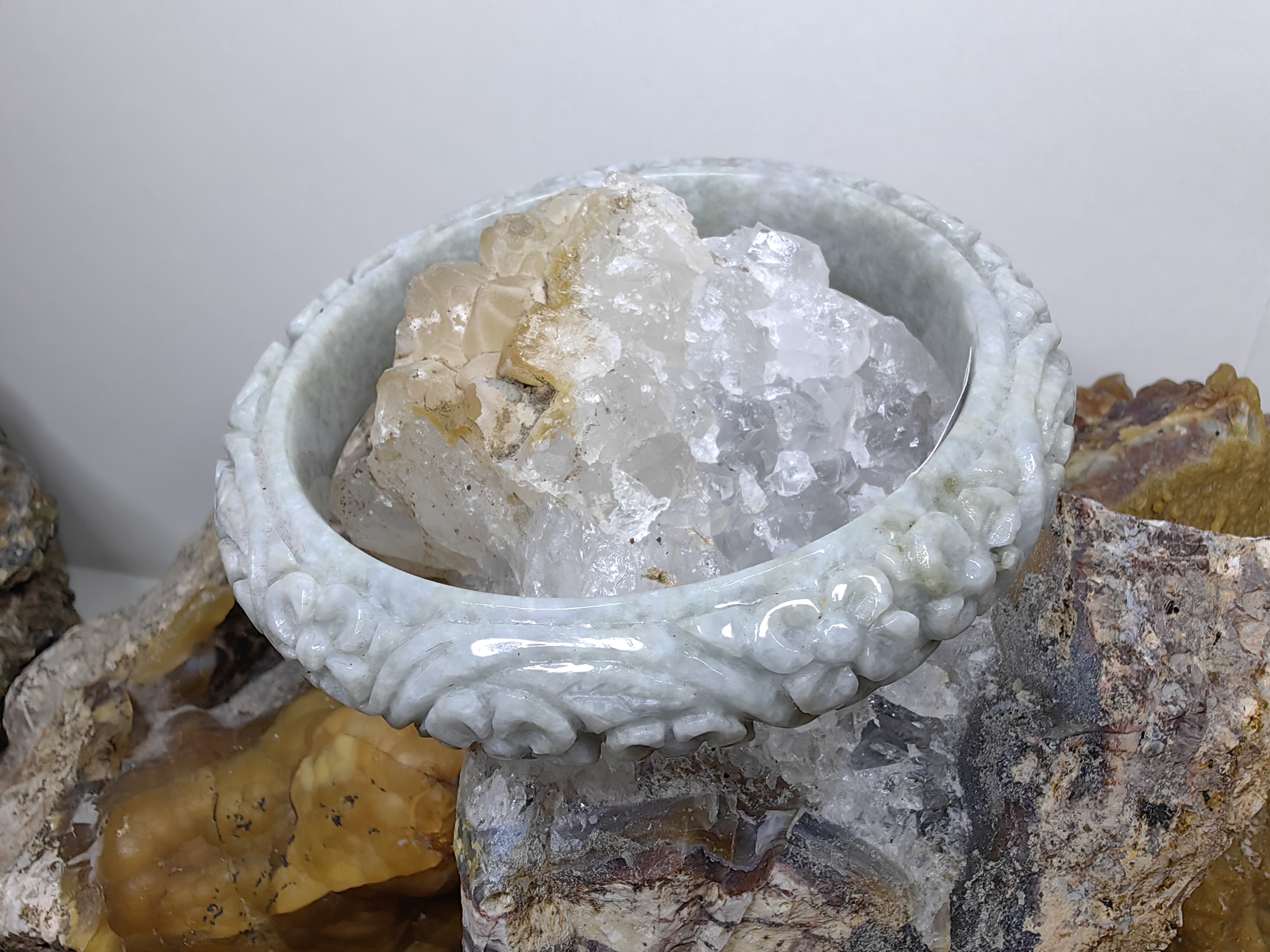 Carved Burmese Jadeite Bangle Size 62