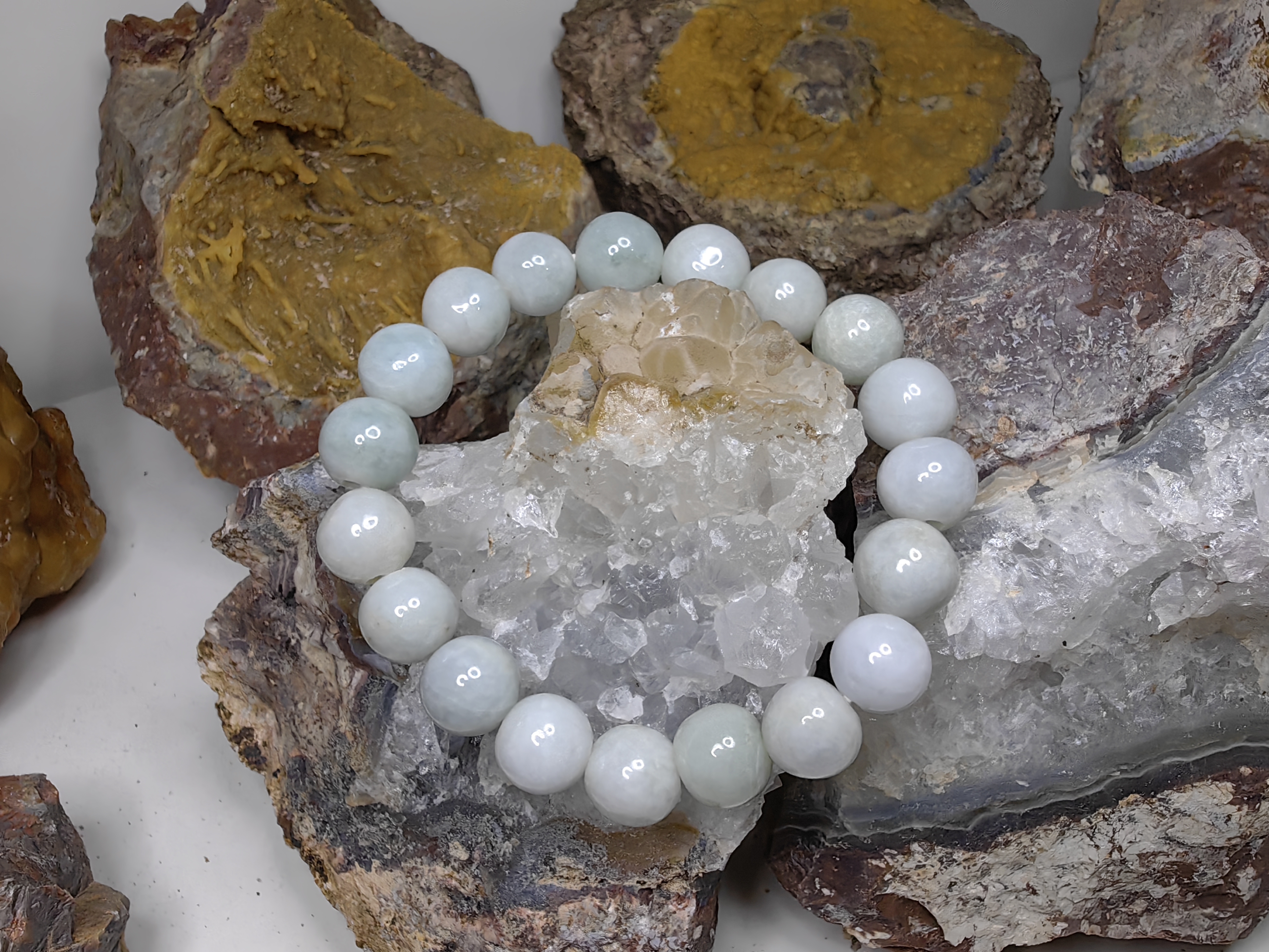 Burmese Jadeite Bracelets Round 10mm. กำไลข้อมือหยกพม่า กลม 10 mm. Free Size