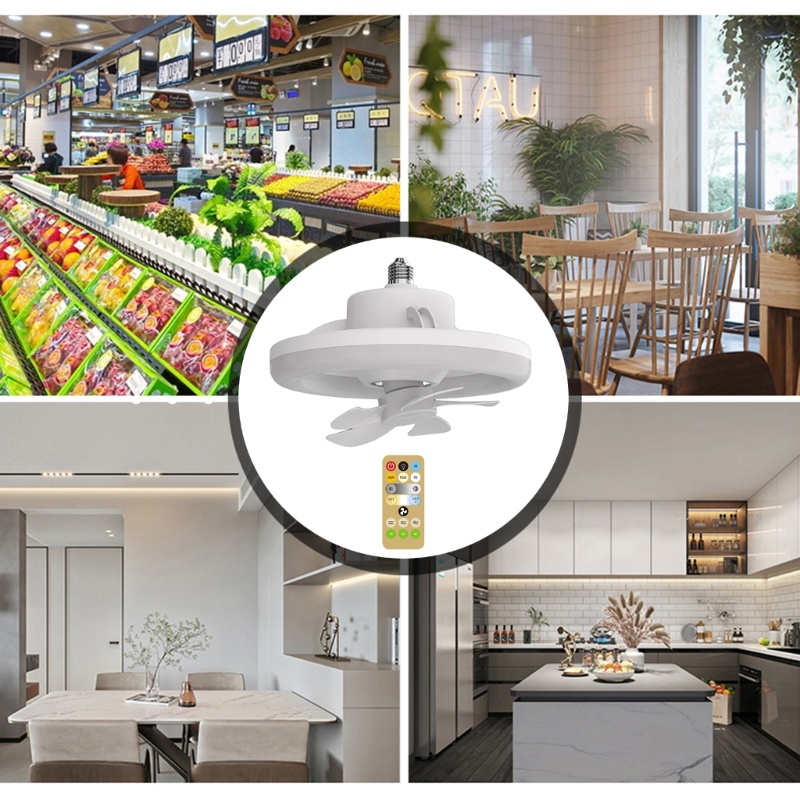 EVE โคมไฟพัดลมติดเพดาน LED E27 360° 48W 3 โหมด ปรับได้ 3000K-6000K สําหรับเรียน สํานักงาน พัดลมเพดาน 3ใบพัด