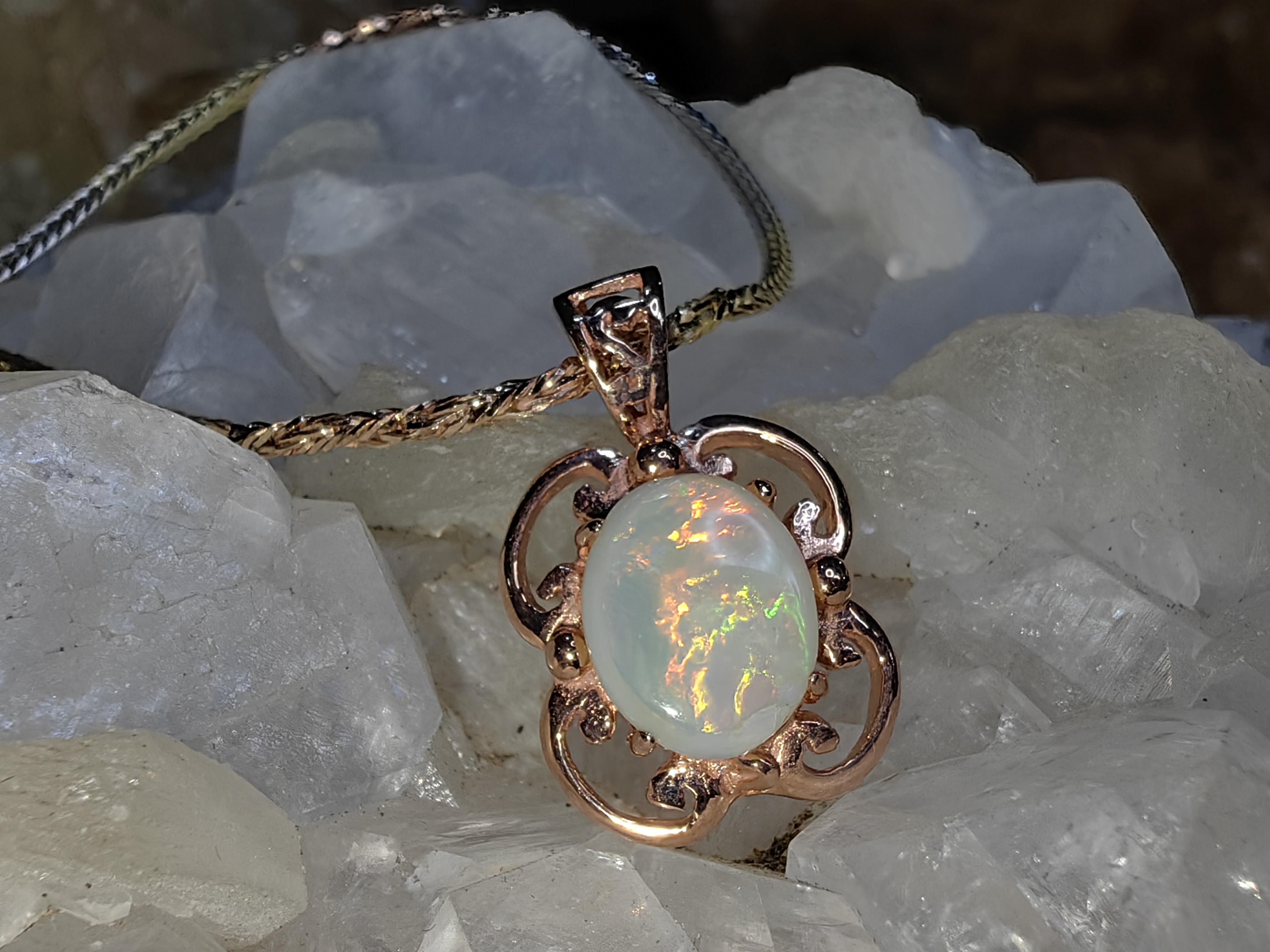 Australian Opal Pendent 925 Sterling Silver จี้โอปอ ออสเตรเลีย เงินแท้ 925