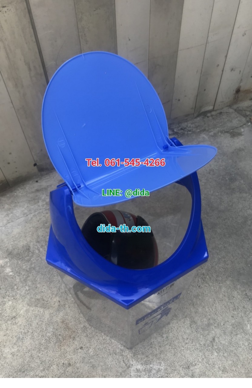 ถังขยะพลาสติกใส หกเหลี่ยม ฝาแกว่ง ความจุ 56 ลิตร