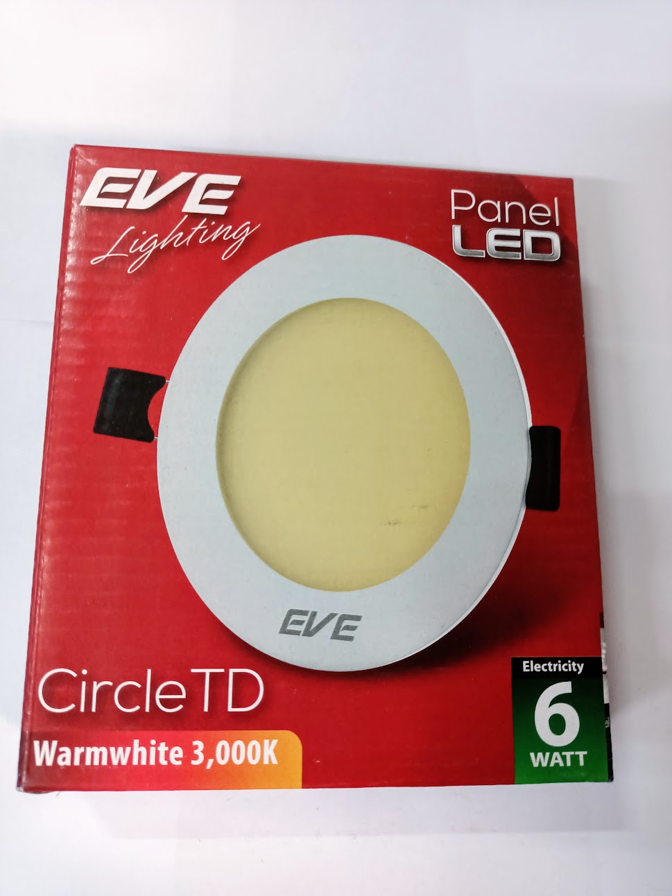 โคมดาวน์ไลท์หน้ากลม 4 นิ้ว LED 6 วัตต์ Daylight EVE LIGHTING รุ่น TD Panel Light 6W DL สีขาว หรือสีส้ม
