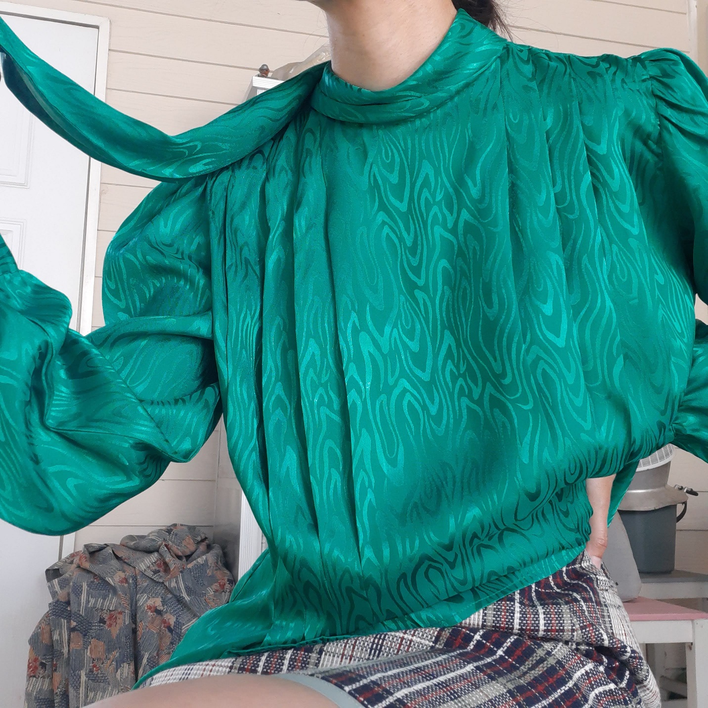 เสื้อคอเต่าวินเทจสีเขียว