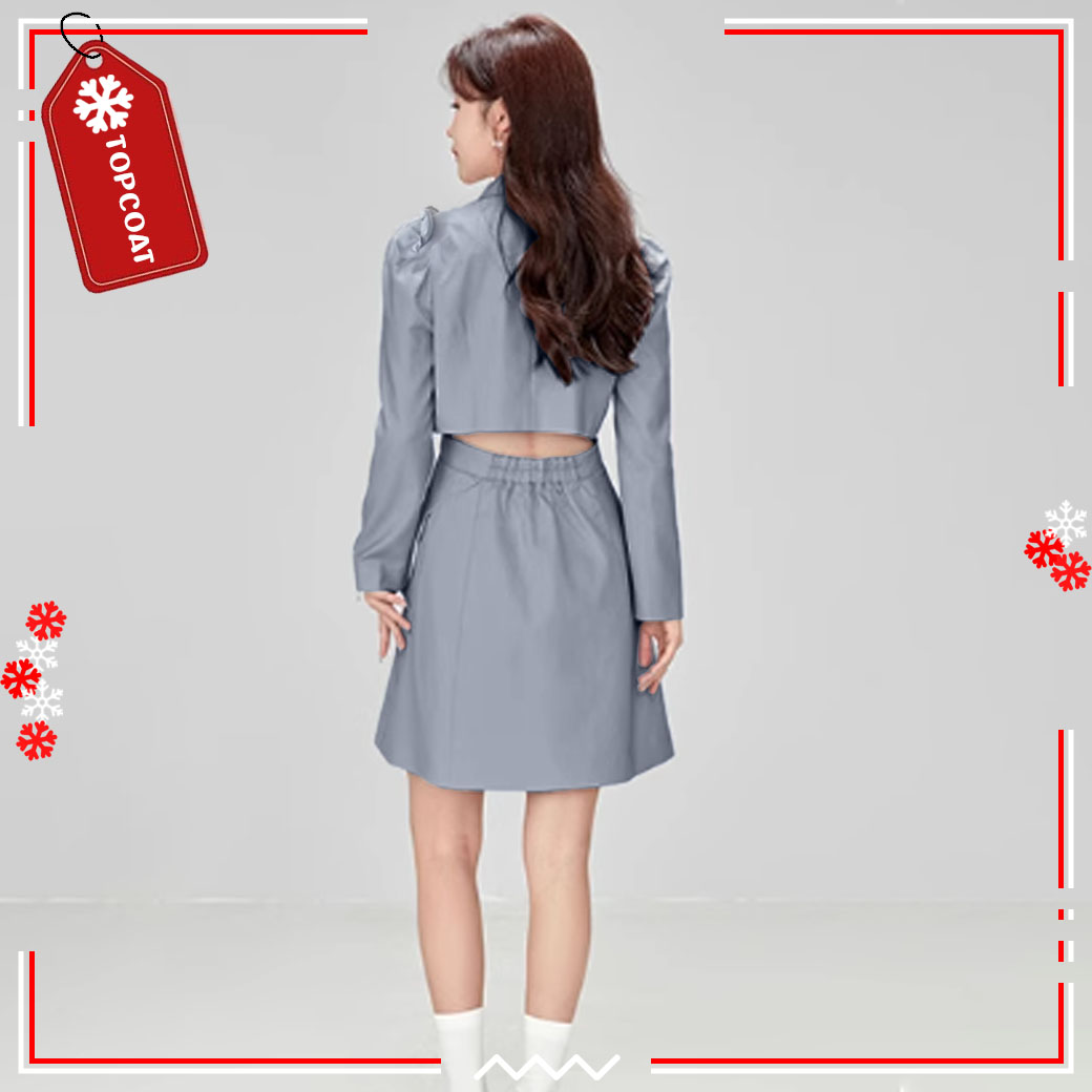 เดรสสูทเว้าหลัง เอวยืดได้ ซับทั้งตัว สีเทา