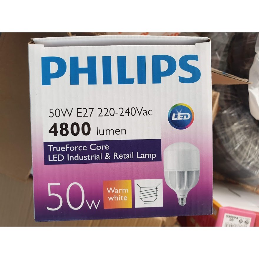 PHILIPS หลอดไฟ LED ประหยัดไฟ BULB แอลอีดี รุ่นทรูฟอร์ส 50W E27 warmwhite แสงส้ม LED TrueForce
