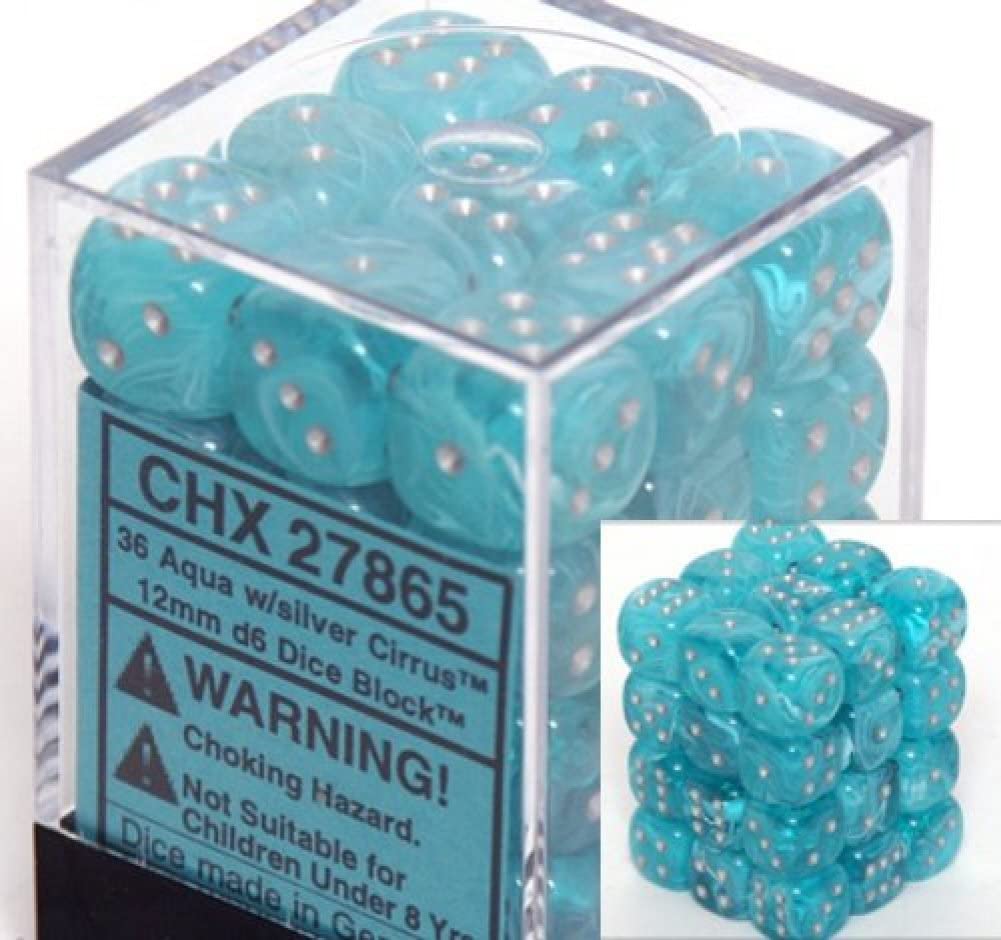 [ลูกเต๋า] Chessex: D6 12 mm light blue/white cirrus