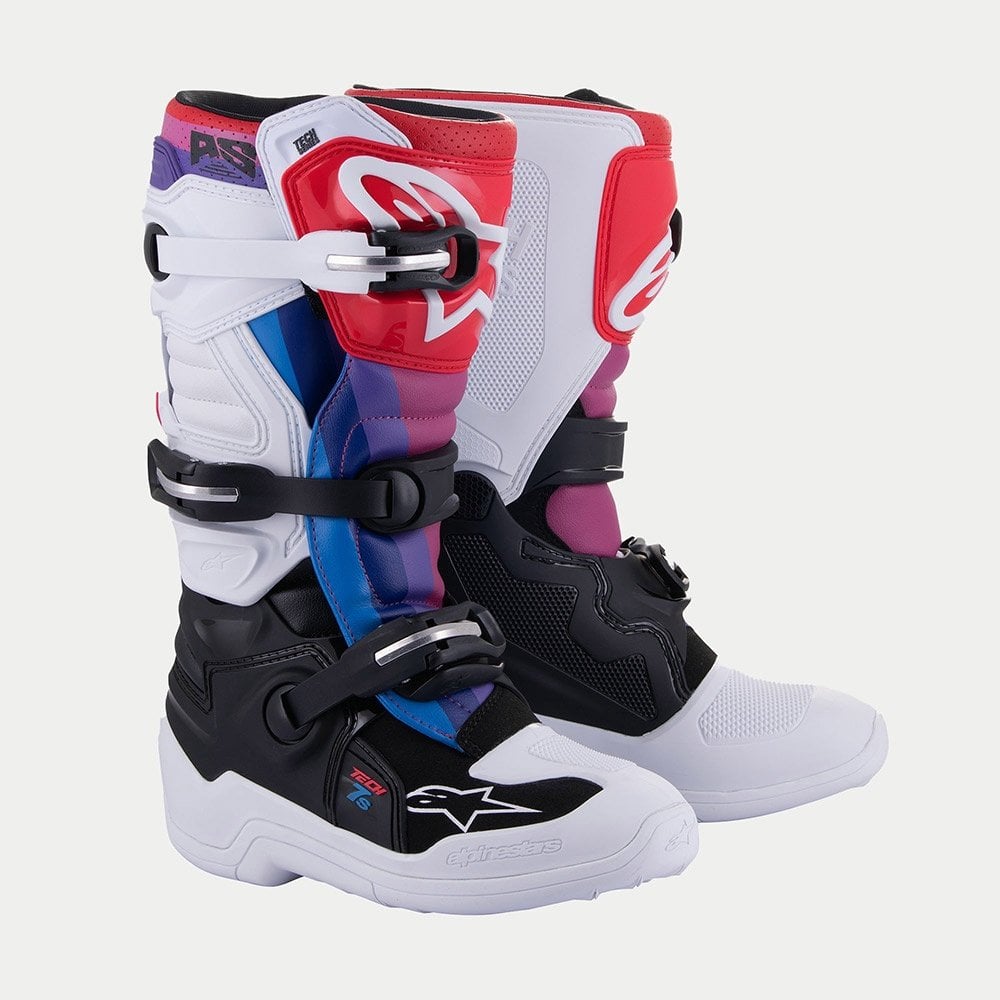 Alpinestars YOUTH TECH 7S BOOTS (WHITE BLACK RAINBOW)
