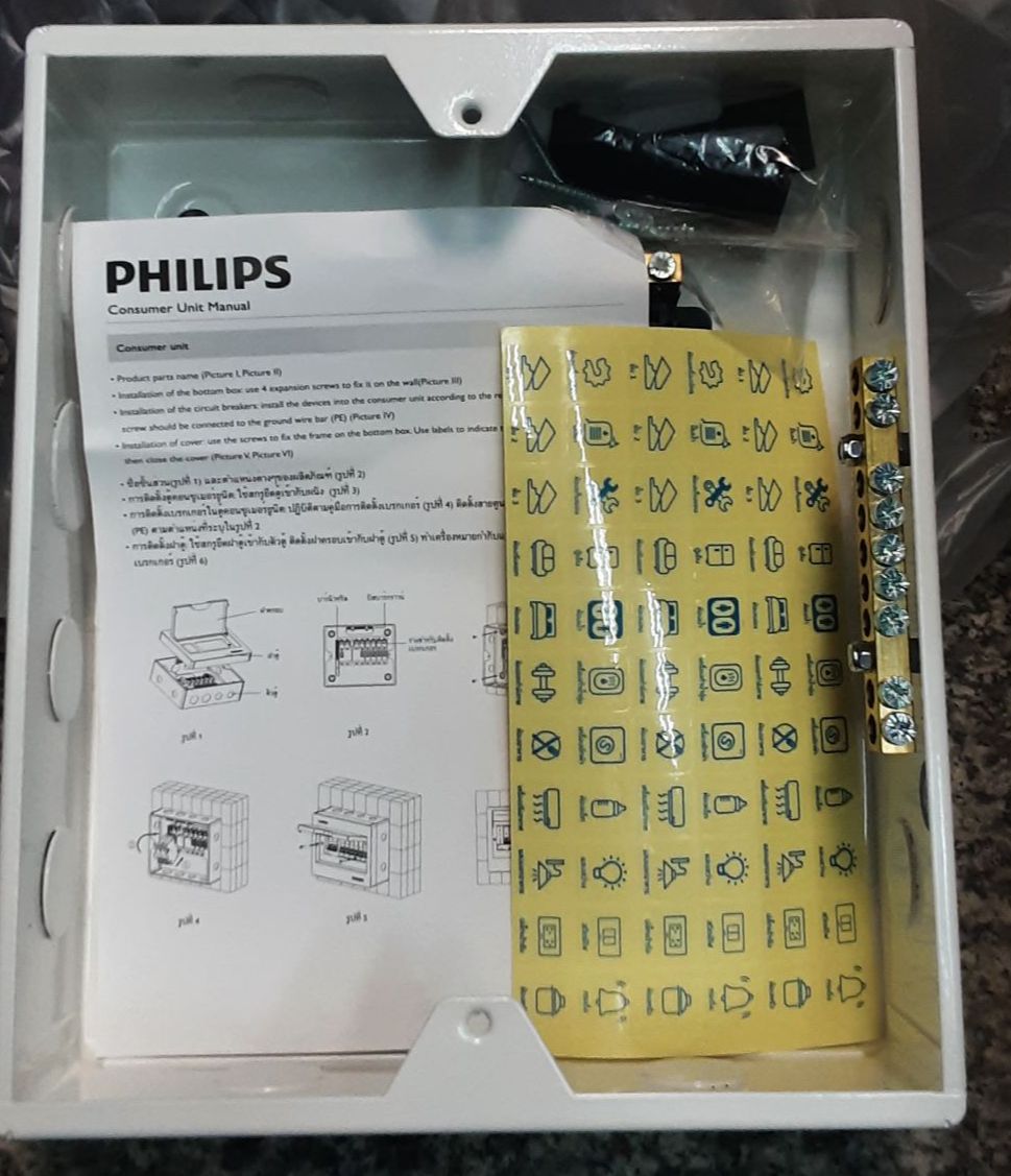 PHILIPS ตู้คอนซูมเมอร์ยูนิต ฟิลลิป์ 6ช่อง LeafStyle Consumer Unit 6 ways Plug On ( ตู้ปล่าว) สินค้ารวมภาษี