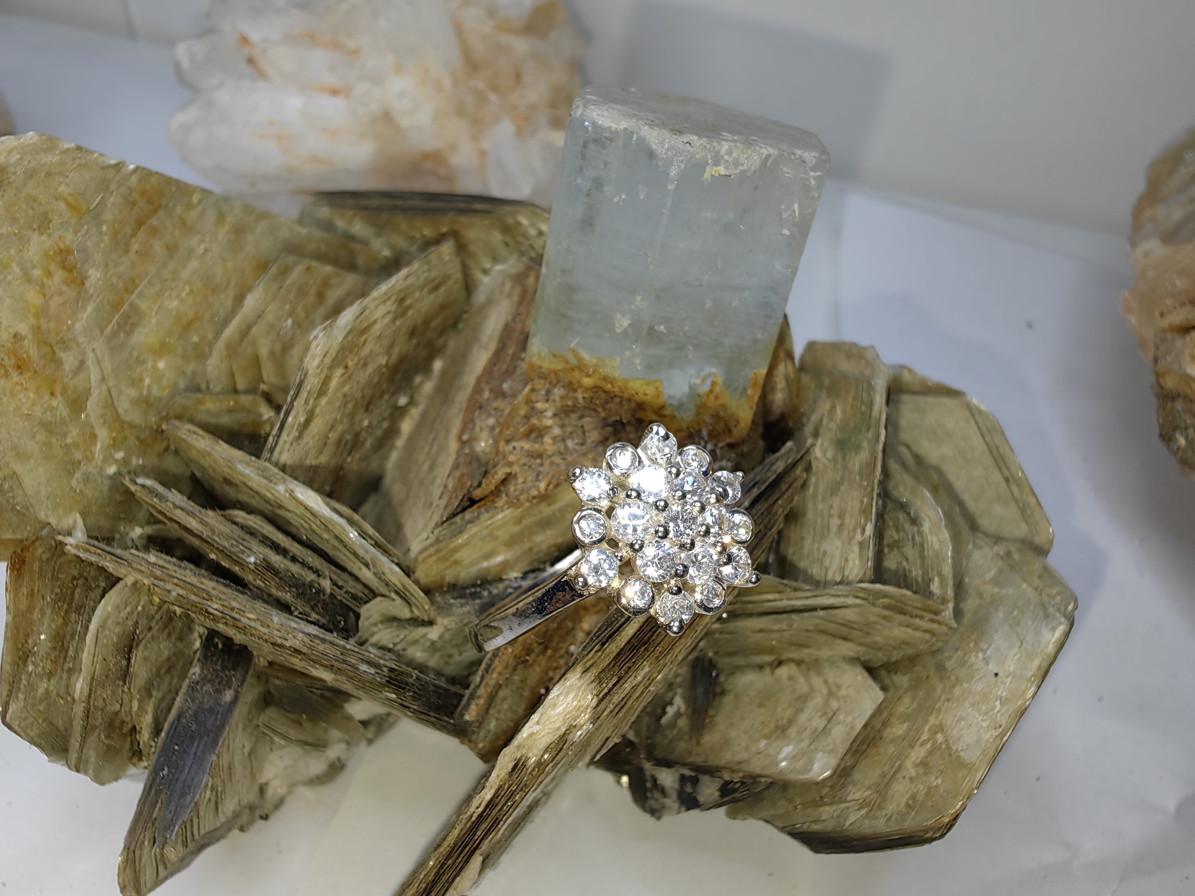 แหวนเพชร CZ เงินแท้ 92.5% Cubic Zirconia 925 Sterling Silver Ring Size 54