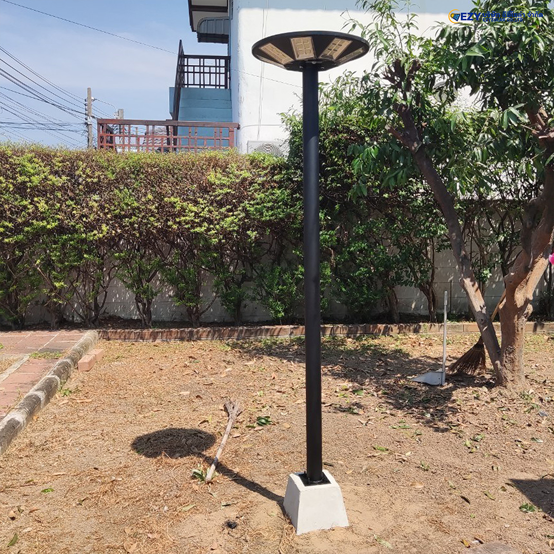 ฐานปูน 2" ระยะห่างรู 7.2 ซม. พร้อมน็อตยึดอย่างดี หนัก แข็งแรง ทนทาน ใช้กับเสาสูง 1-4 เมตร