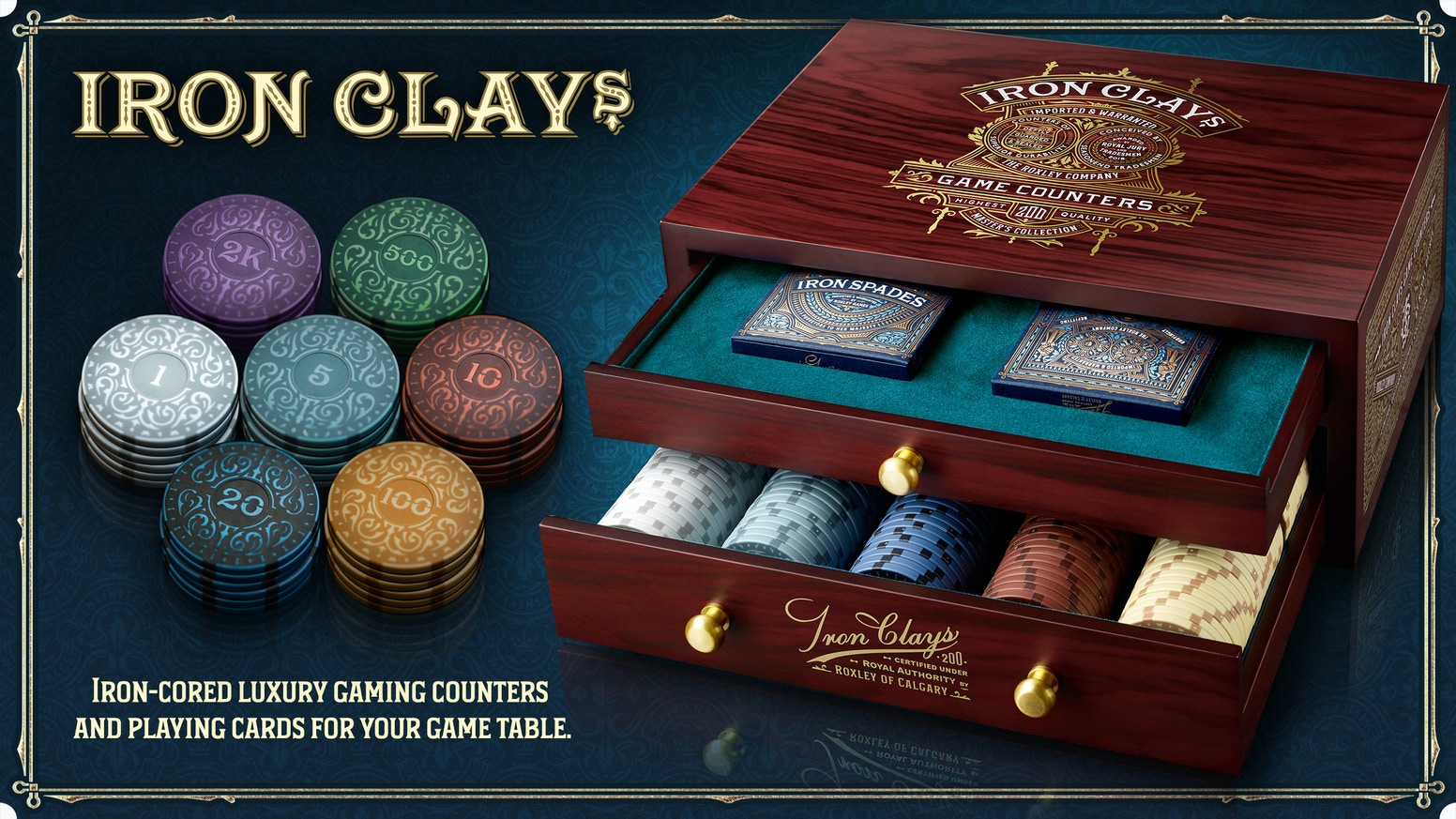 Iron Clays 400 Wooden Chest (Rosewood)