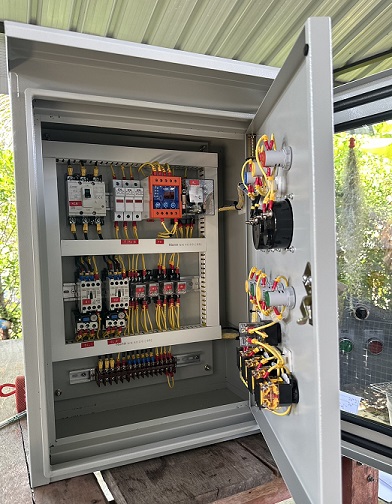 ตู้ควบคุมปั๊มน้ำ 1-3 Hp 3 เฟส 380v 2 ตัวสลับกันทำงาน ใช้ลูกลอยไฟฟ้า220v ตู้กันน้ำ2ชั้น