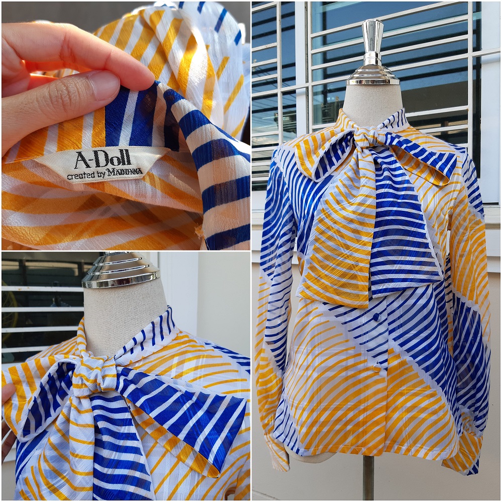 เสื้อวินเทจมือสองสีทูโทนน้ำเงิน-เหลือง