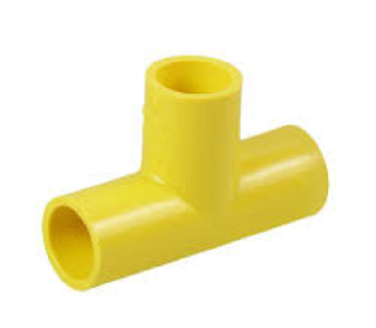 สาทางท่อเหลือง PVC ข้อสามทาง แยกท่อ ข้อต่อท่อ ยี่ห้อLESSO PVC สีเหลือง 10ตัว ขนาด 3หุน 4หุน 3/8 -1นิ้ว