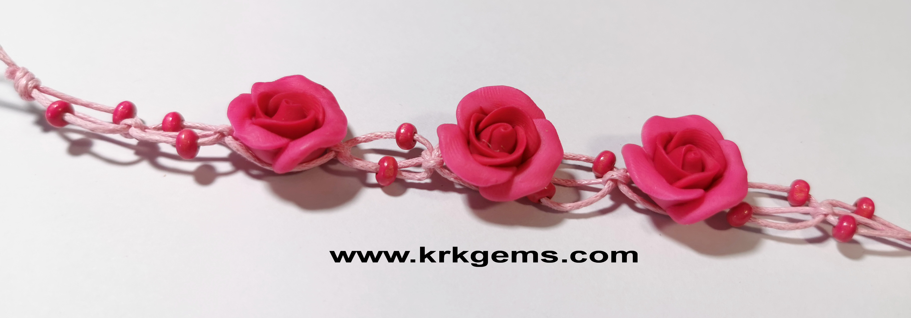 DEEP PINK ROSE HANDMADE CLAY BRACELET