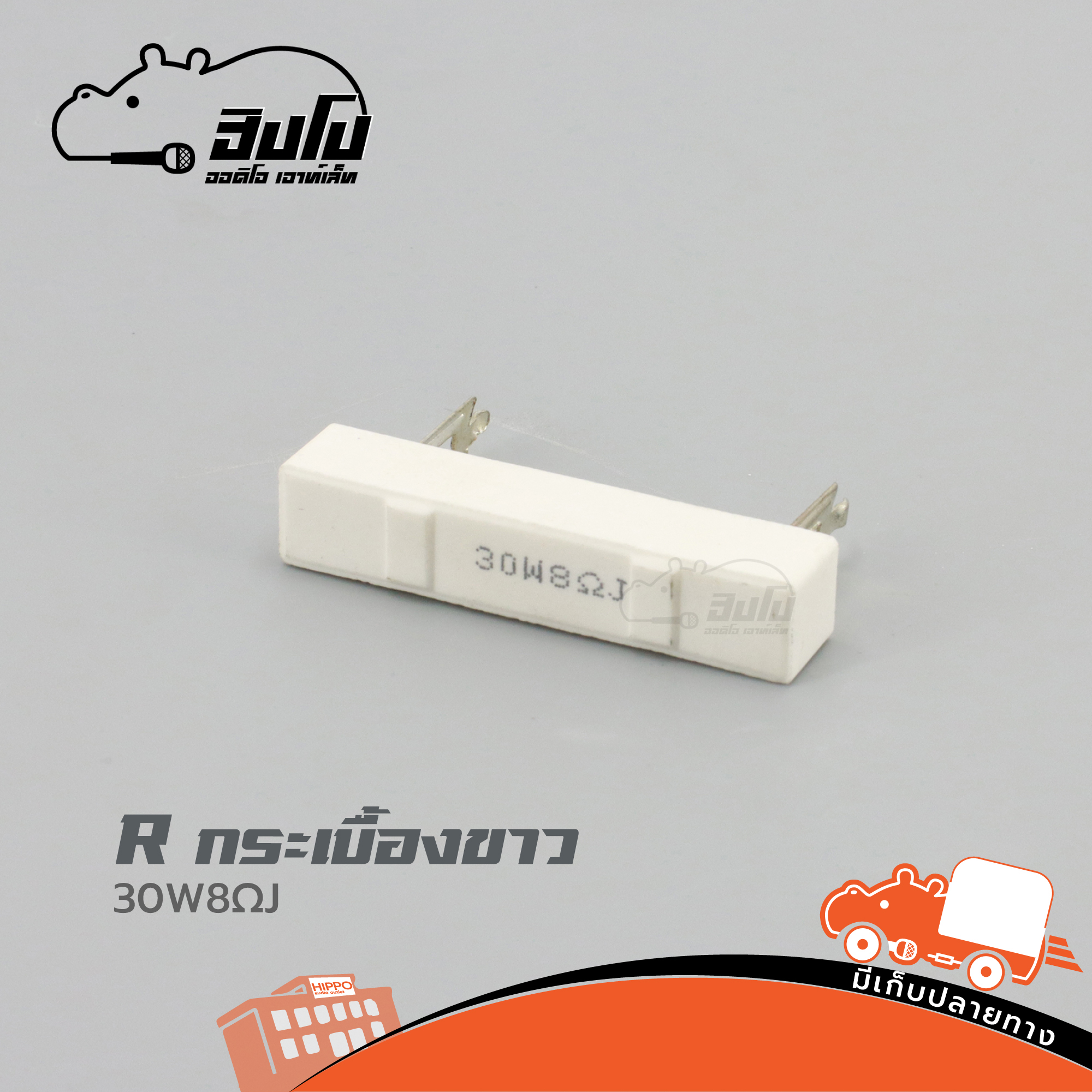 ตัวต้านทาน R กระเบื้องขาว 30W 8 Ohm J (HP001-01)