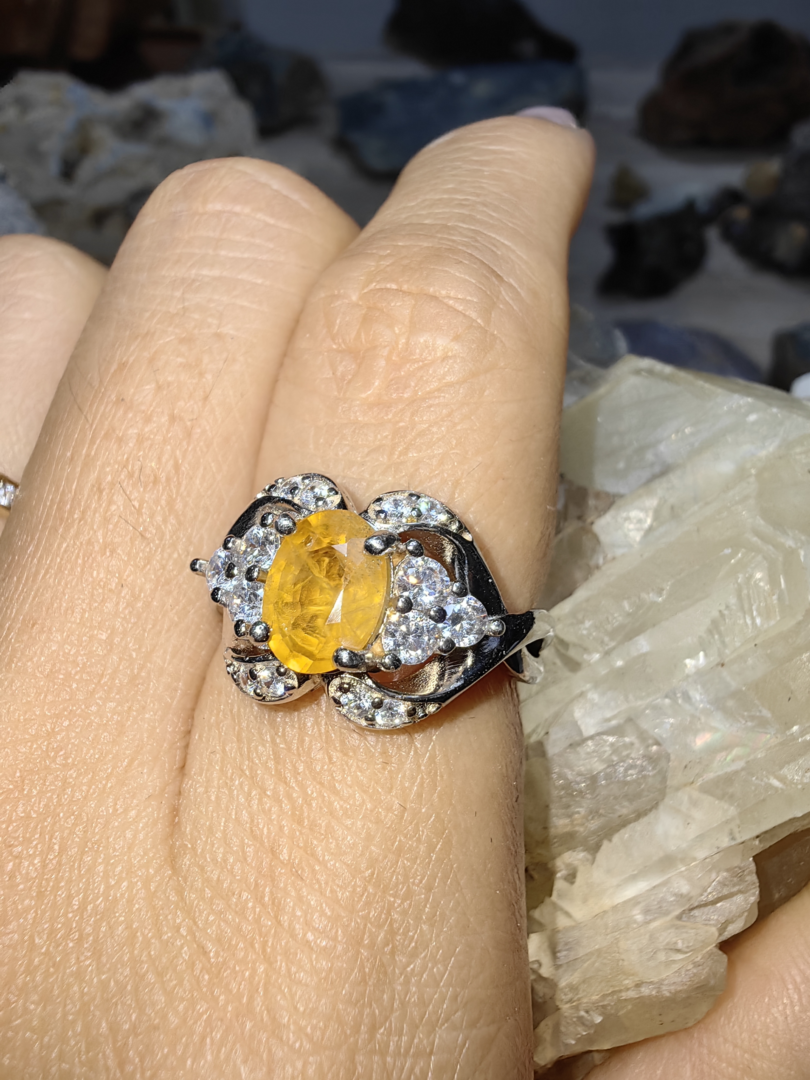 Yellow Sapphire Swiss Diamond Ring