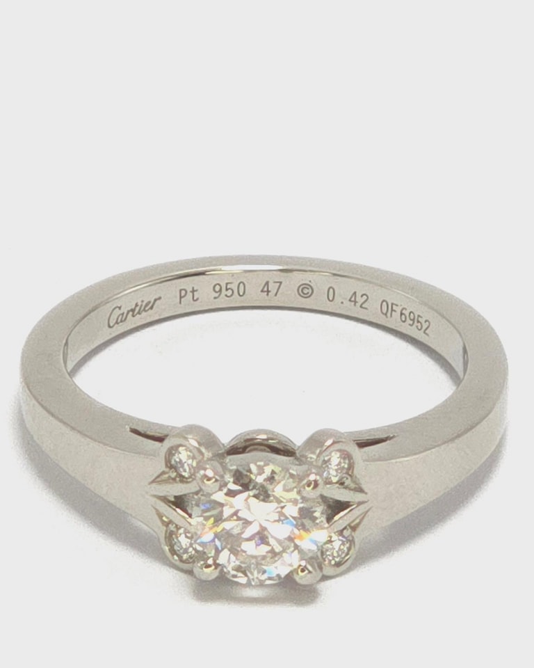 🚫ปิดการขาย(SoIdOut)🚫ประหยัดเกือบ 84% แหวน Platinum PT950 คาร์เทียร์ รุ่น Ballerine Solitaire เพชรเกสร 42 ตัง 1 เม็ด น้ำ 97(G) VVS1 2EX,1VG ข้างเพชรเกสร 1 ตัง 4 เม็ด รวม 4 ตัง น้ำ 98-100 If-vvs อุปกรณ์: กล่อง 2 ชั้น การ์ด คู่มือ ใบ GIA พร้อ