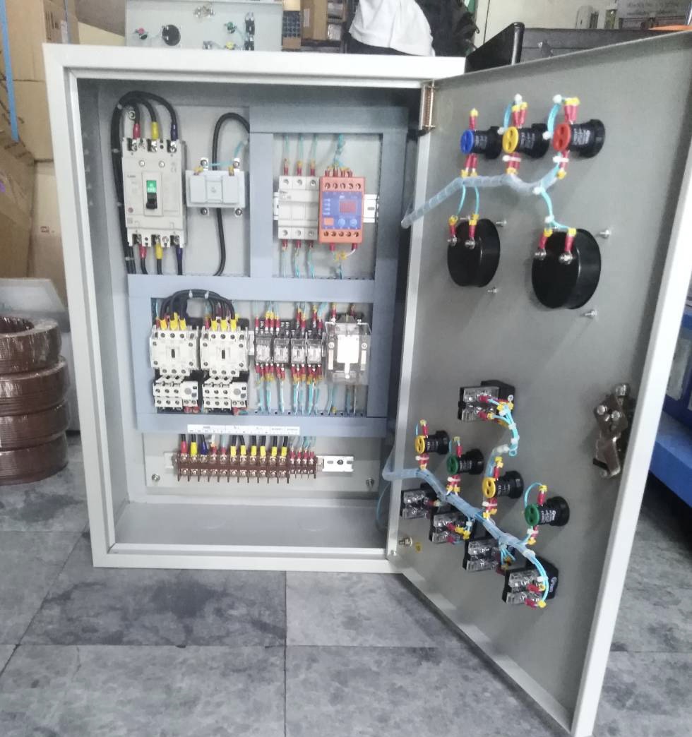 ตู้ควบคุมปั๊มน้ำ 15 Hp 3 เฟส 380v 2 ตัวสลับกันทำงาน ใช้ลูกลอยไฟฟ้า220v
