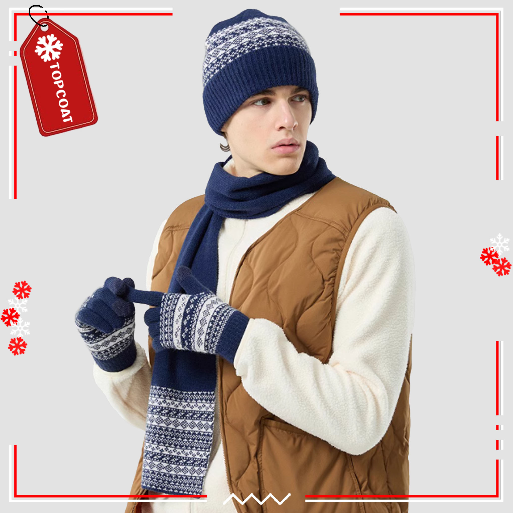 เซ็ทหมวก ถุงมือ ผ้าพันคอกันหนาวครบเซ็ท สีดำ ชมพู เทา ครีม กรม