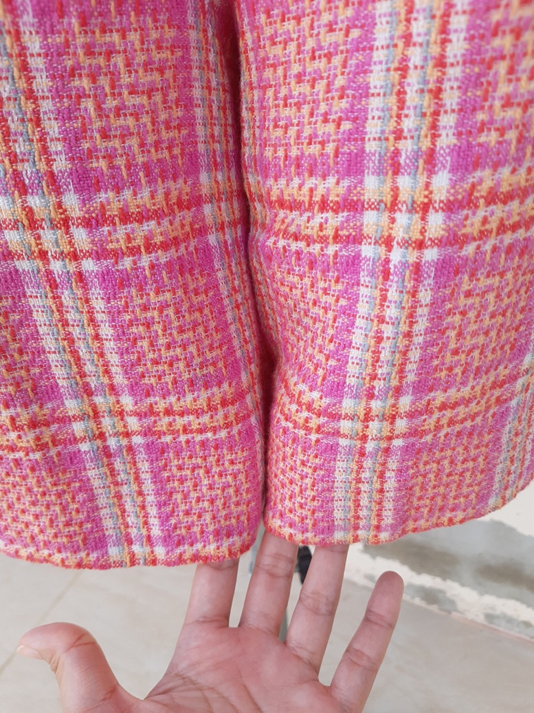 กางเกงวินเทจเอวสูงสีชมพูลายสก๊อต (Vintage pants)