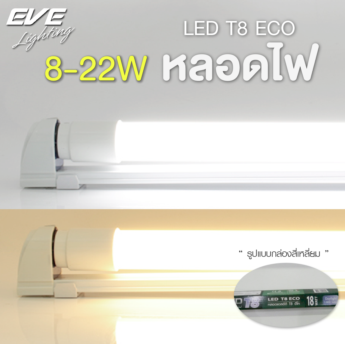 LED T8 ECO หลอดแอลอีดี T8 ชนิดไฟเข้าสองทาง