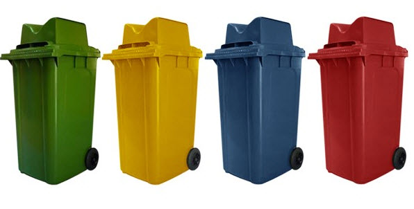 ถังขยะพร้อมล้อเข็น 120 ลิตร ฝา 2 ช่องทิ้ง