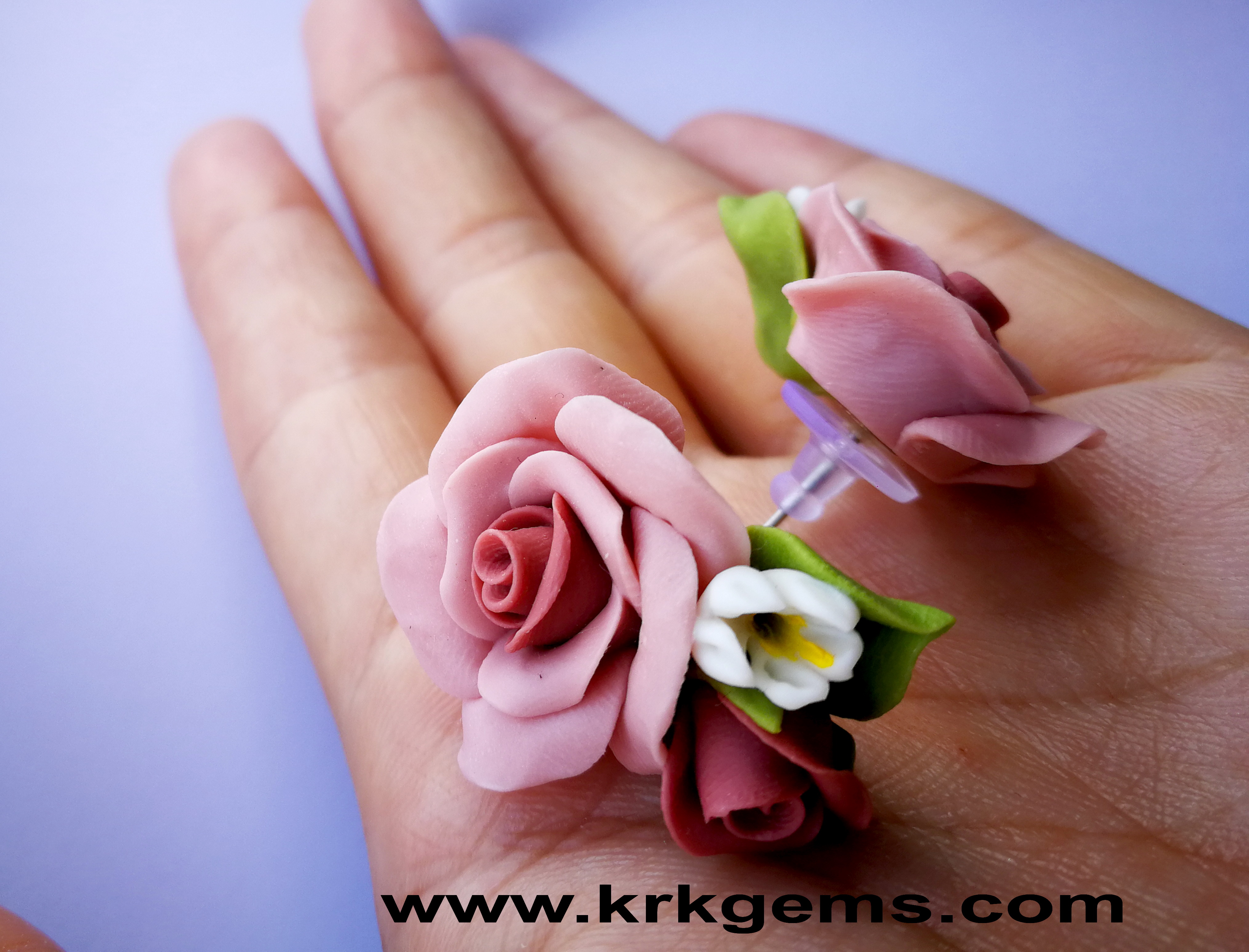 PASTEL PINKROSE HANDMADE CLAY EARRING