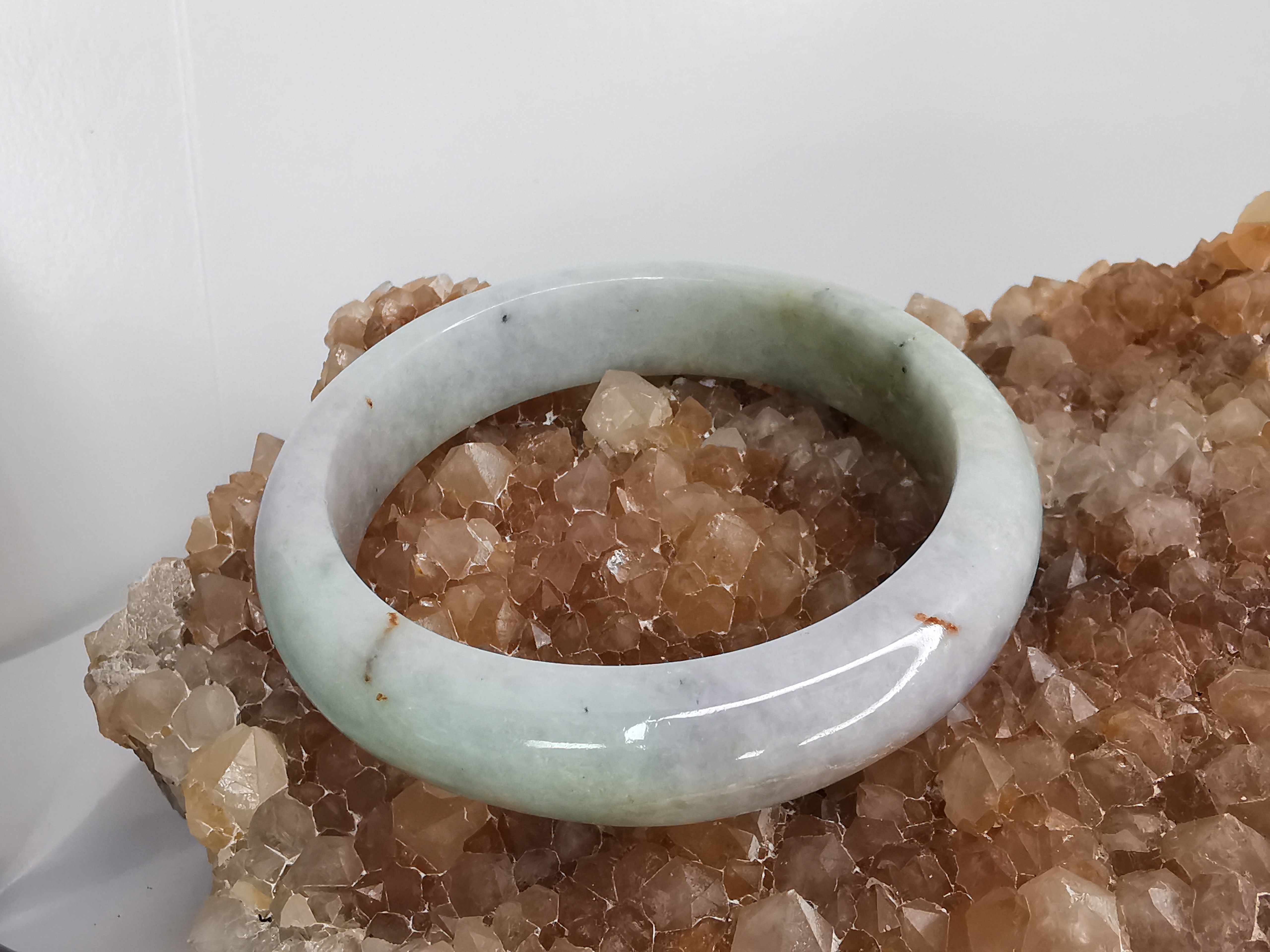 Violet Green Yellow Brown Bangle กำไลหยกเจไดต์แท้ Diameter/ เส้นผ่านศูนย์กลางด้านใน 63 mm.